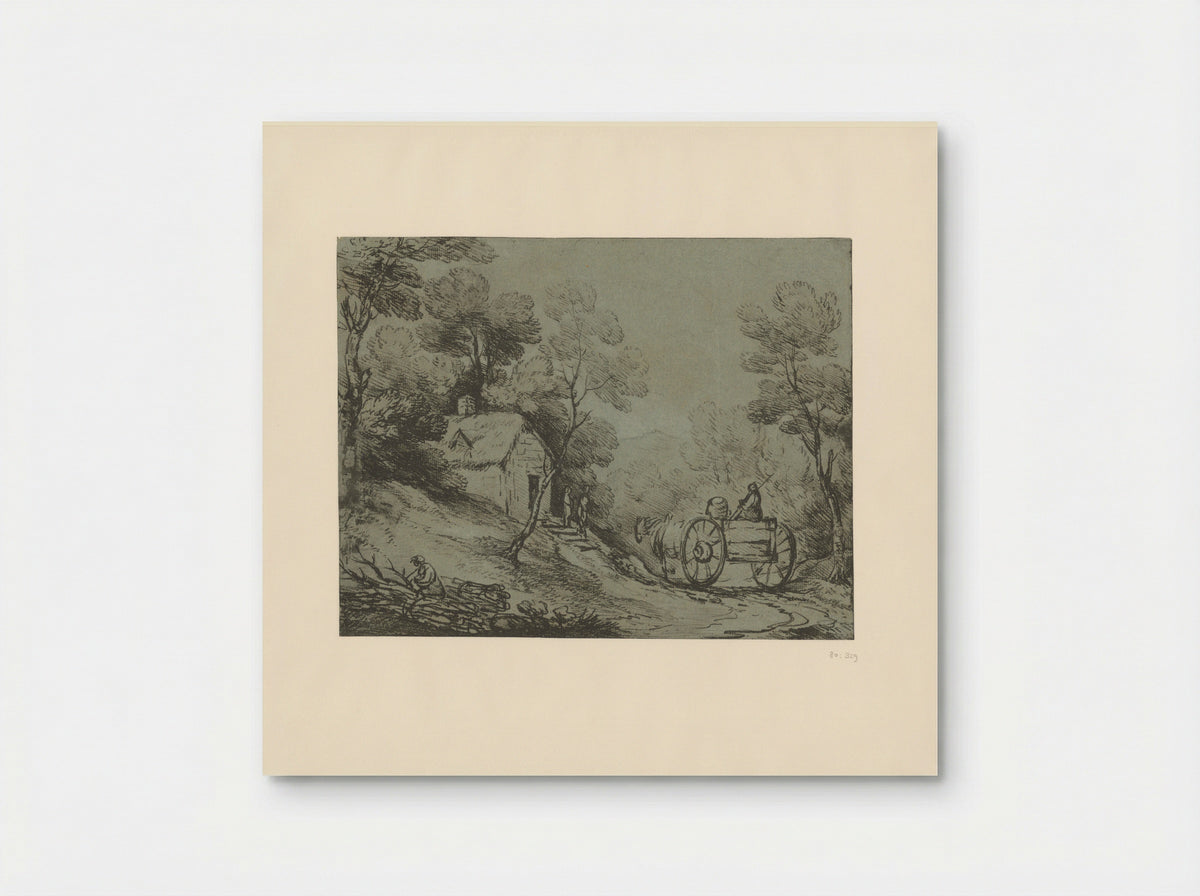 Wooded Landscape with a Horse and Cart by a Cottage - Thomas Gainsborough - Poster