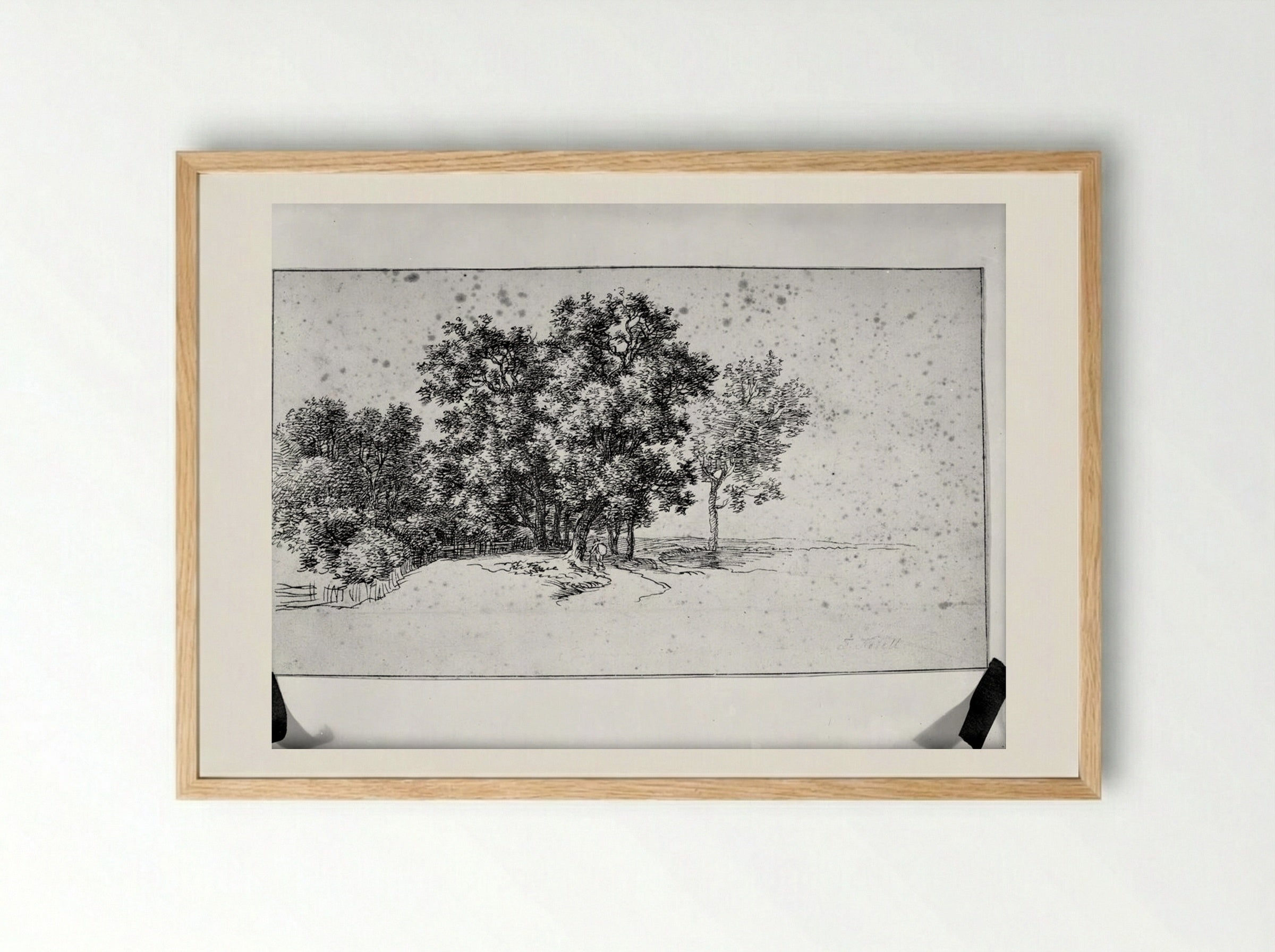 Wooded Path with Figure - Ferdinand Kobell - Framed Print Wood