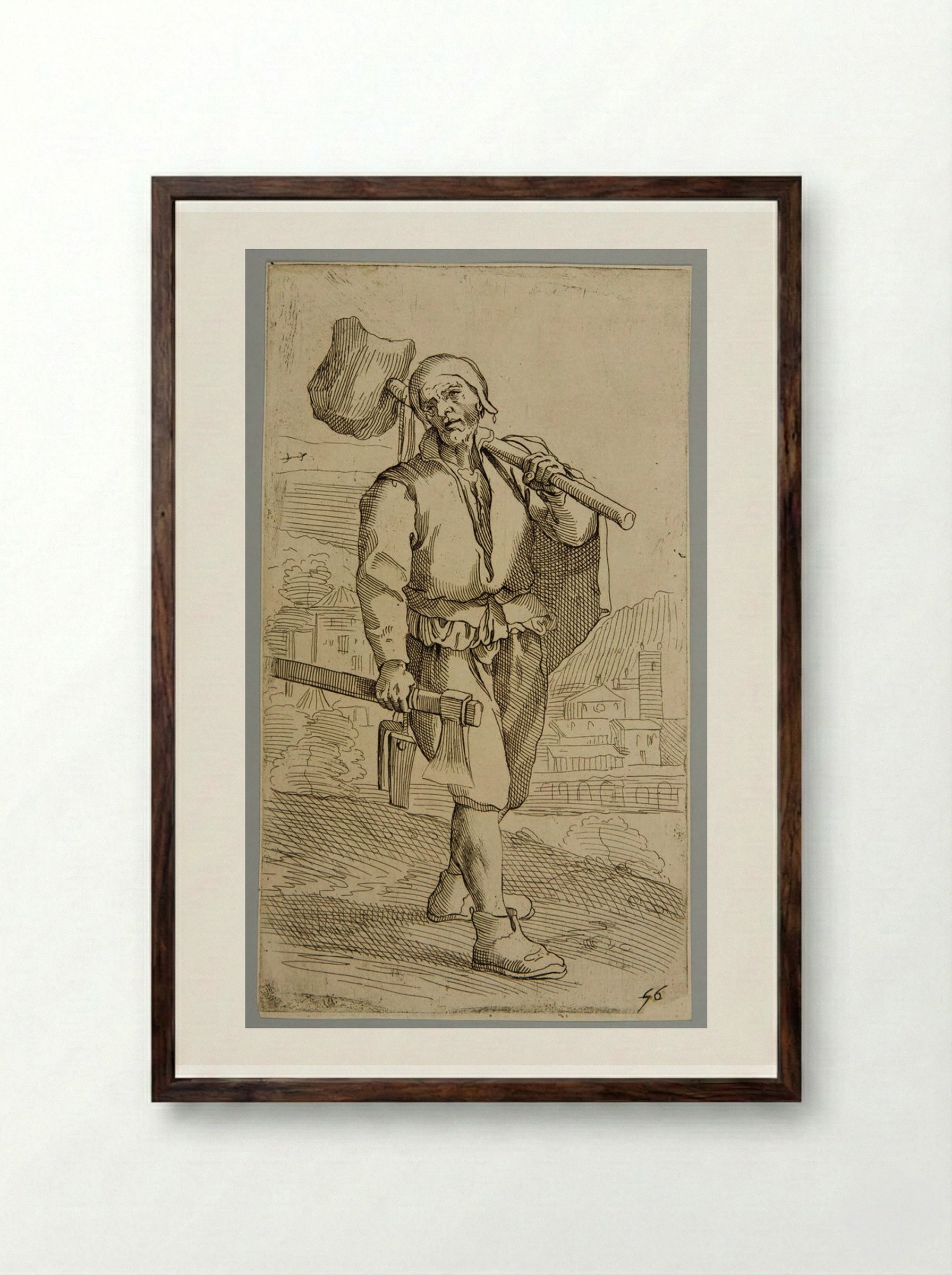 Wooden Slats (Plate 56) - Simon Guillain - Framed Print Dark Wood