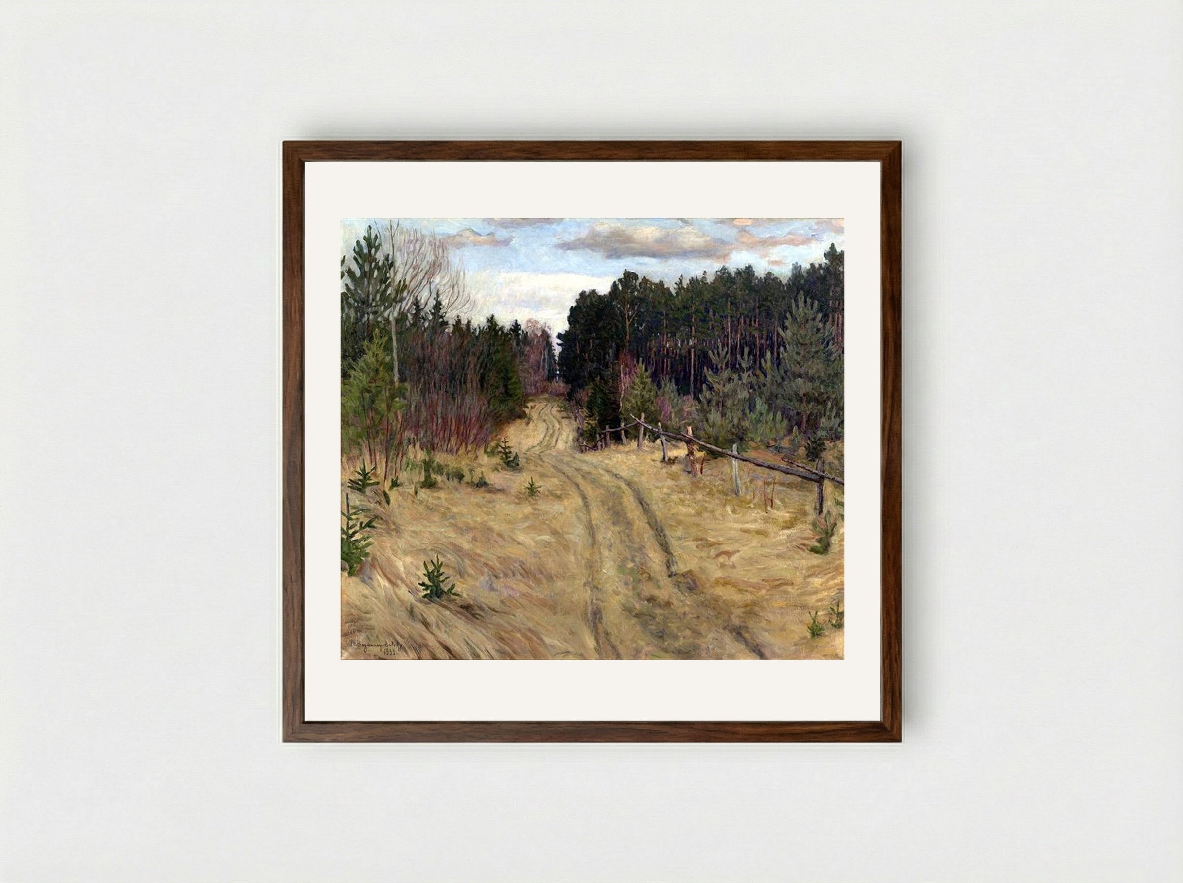 Woodland Path - Nikolay Bogdanov-Belsky - Framed Print Dark Wood
