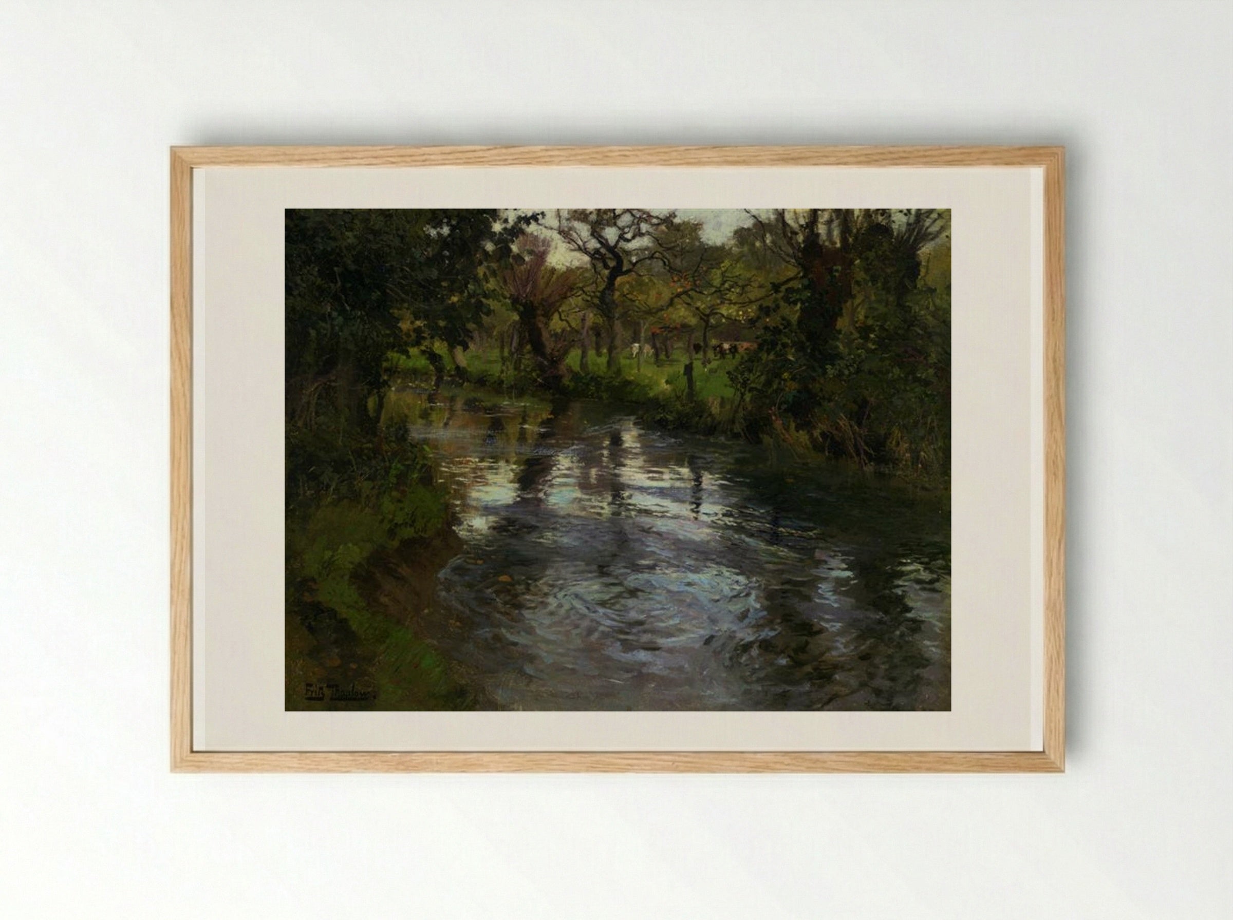 Woodland Scene with a River - Frits Thaulow - Framed Print Wood