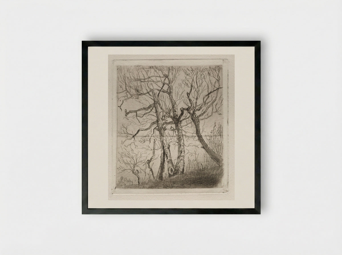 Woods by the Lake - Otto H. Bacher - Framed Print Black