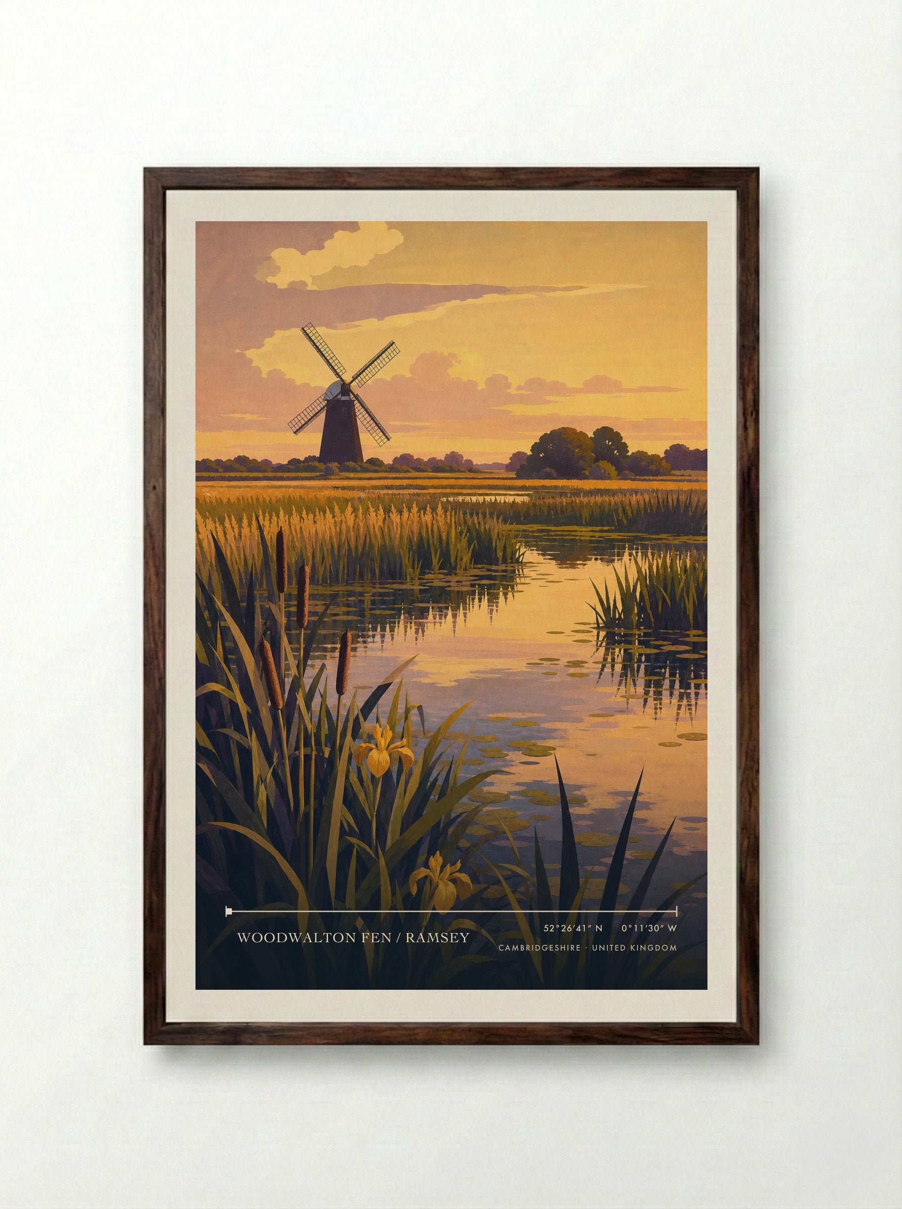 Woodwalton Fen / Ramsey Cambridgeshire United Kingdom Travel Poster - Framed Print Dark Wood