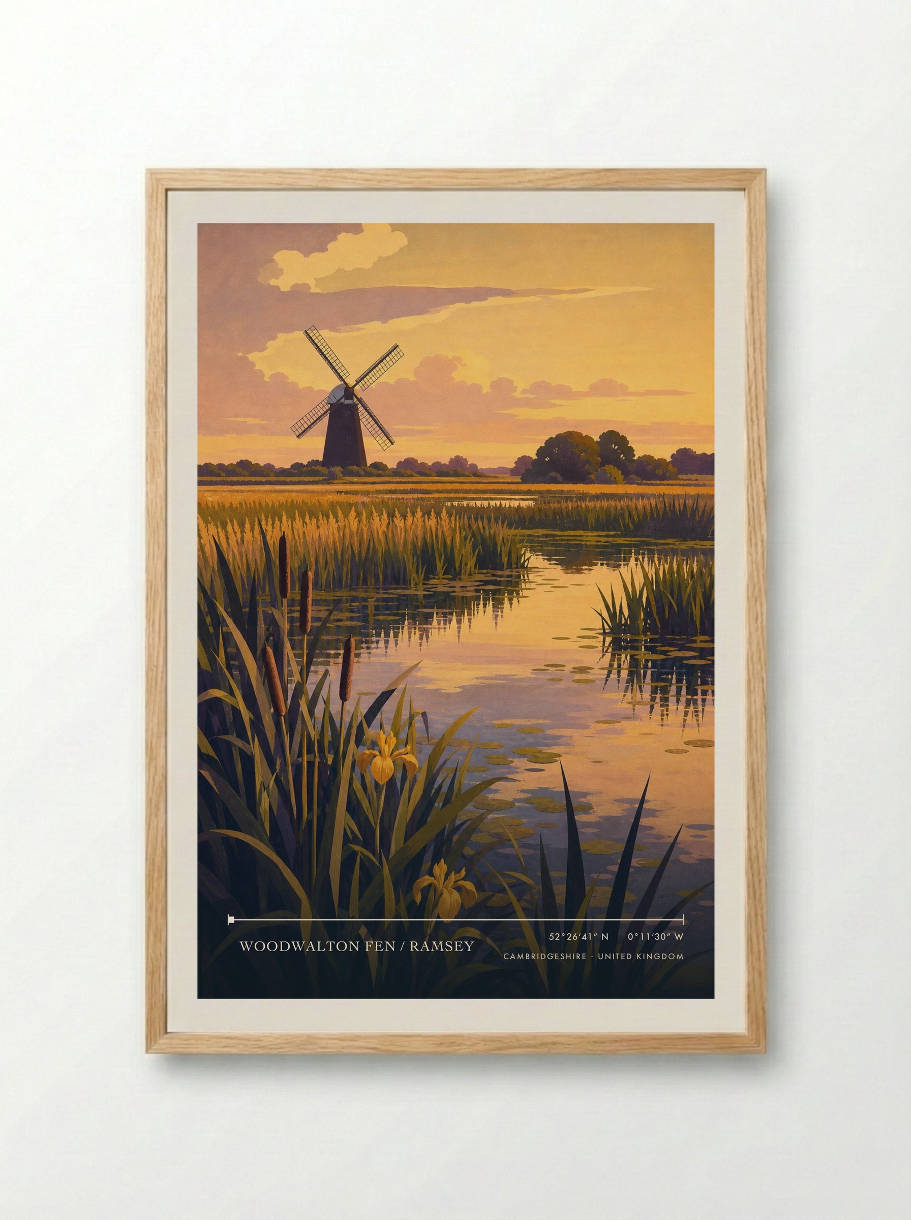 Woodwalton Fen / Ramsey Cambridgeshire United Kingdom Travel Poster - Framed Print Wood