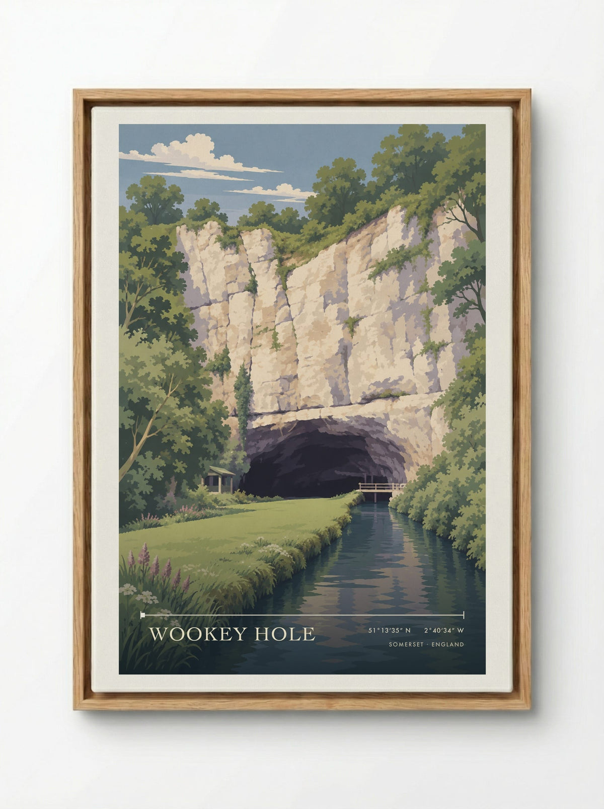 Wookey Hole Somerset | Travel Poster - Framed Canvas Wood