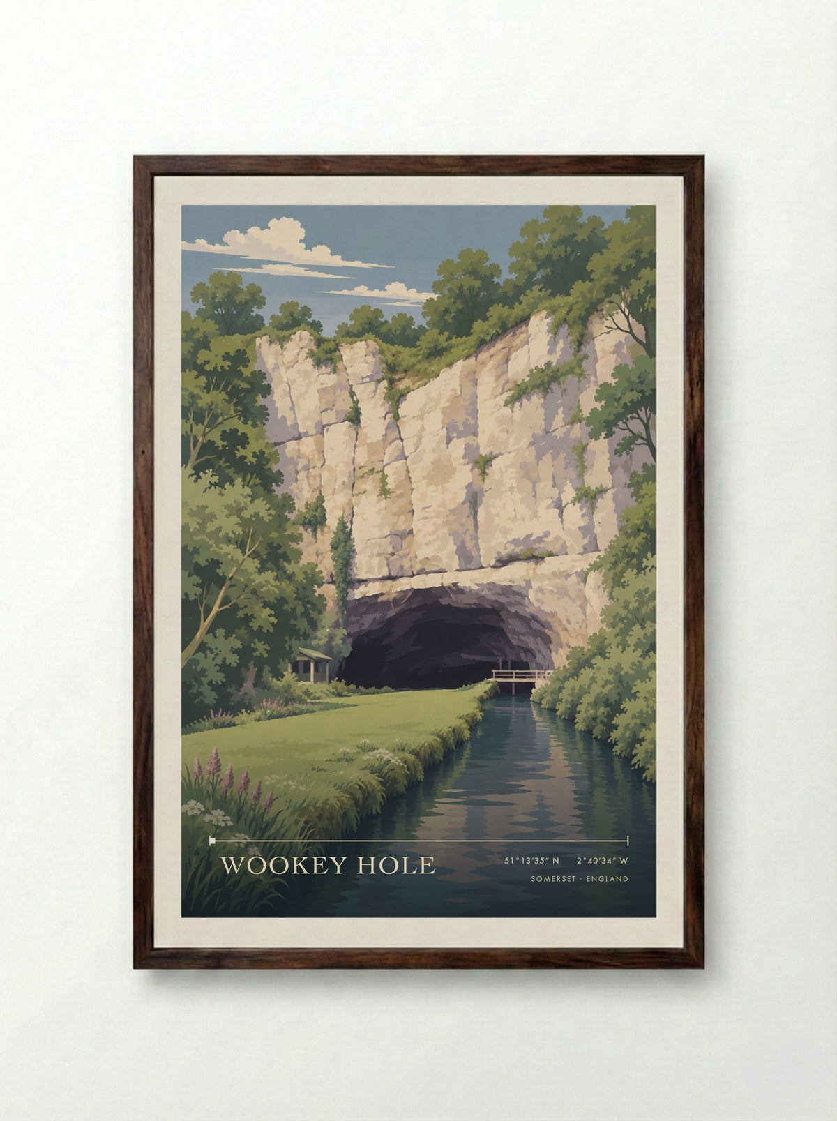 Wookey Hole Somerset | Travel Poster - Framed Print Dark Wood