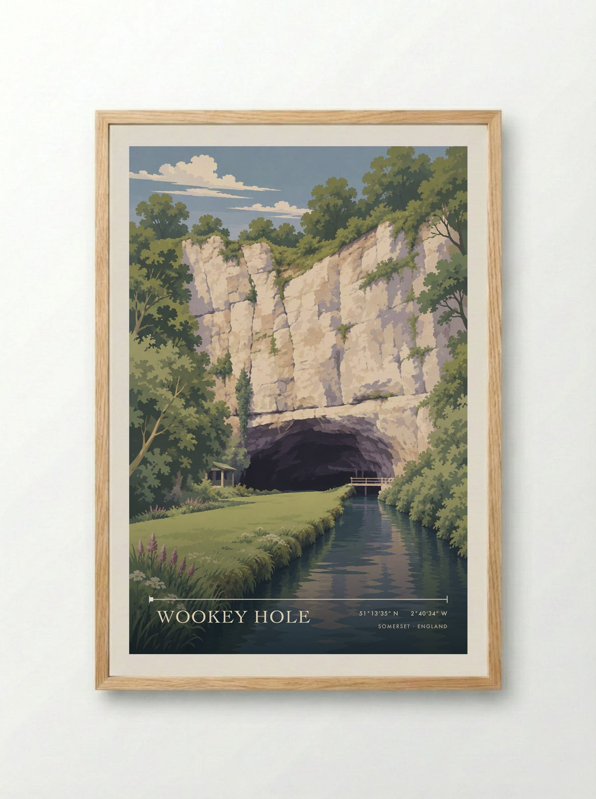 Wookey Hole Somerset | Travel Poster - Framed Print Wood