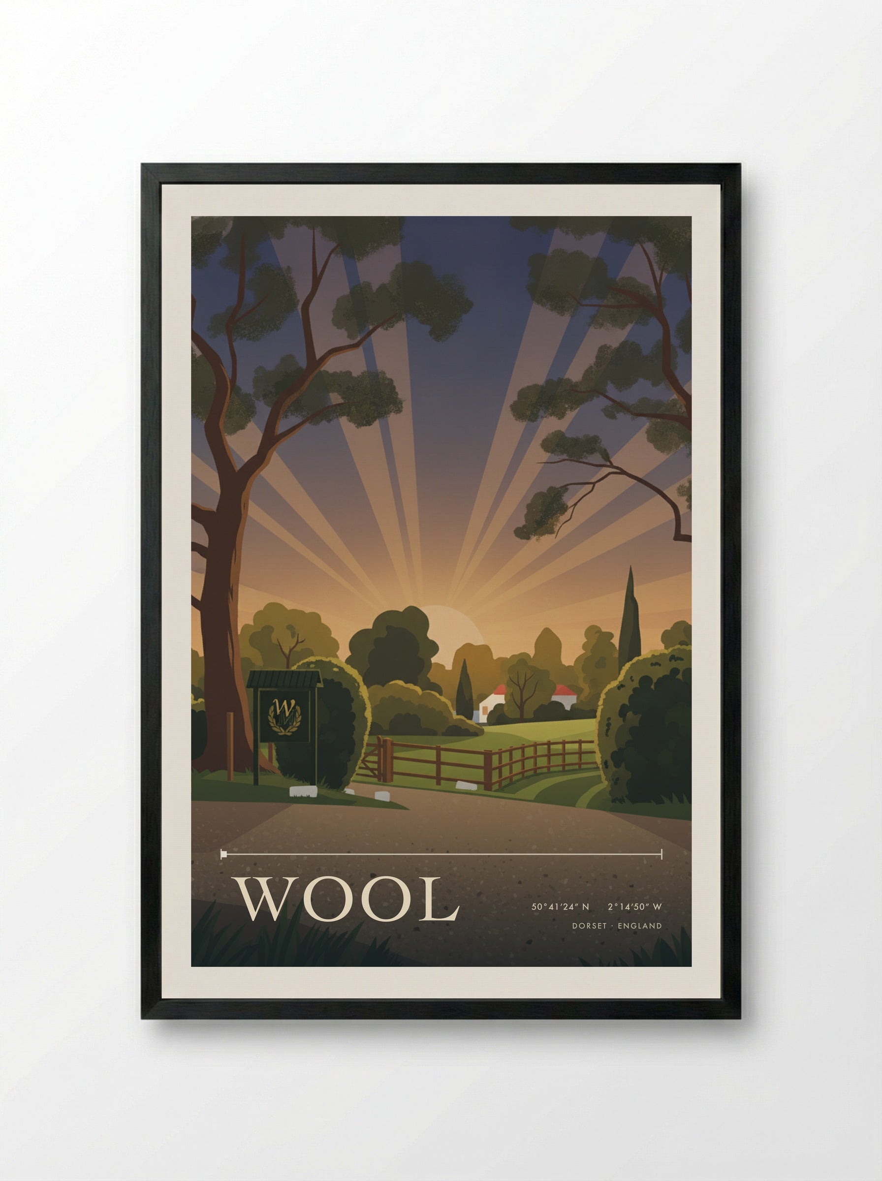 Wool Dorset England Travel Poster - Framed Print Black
