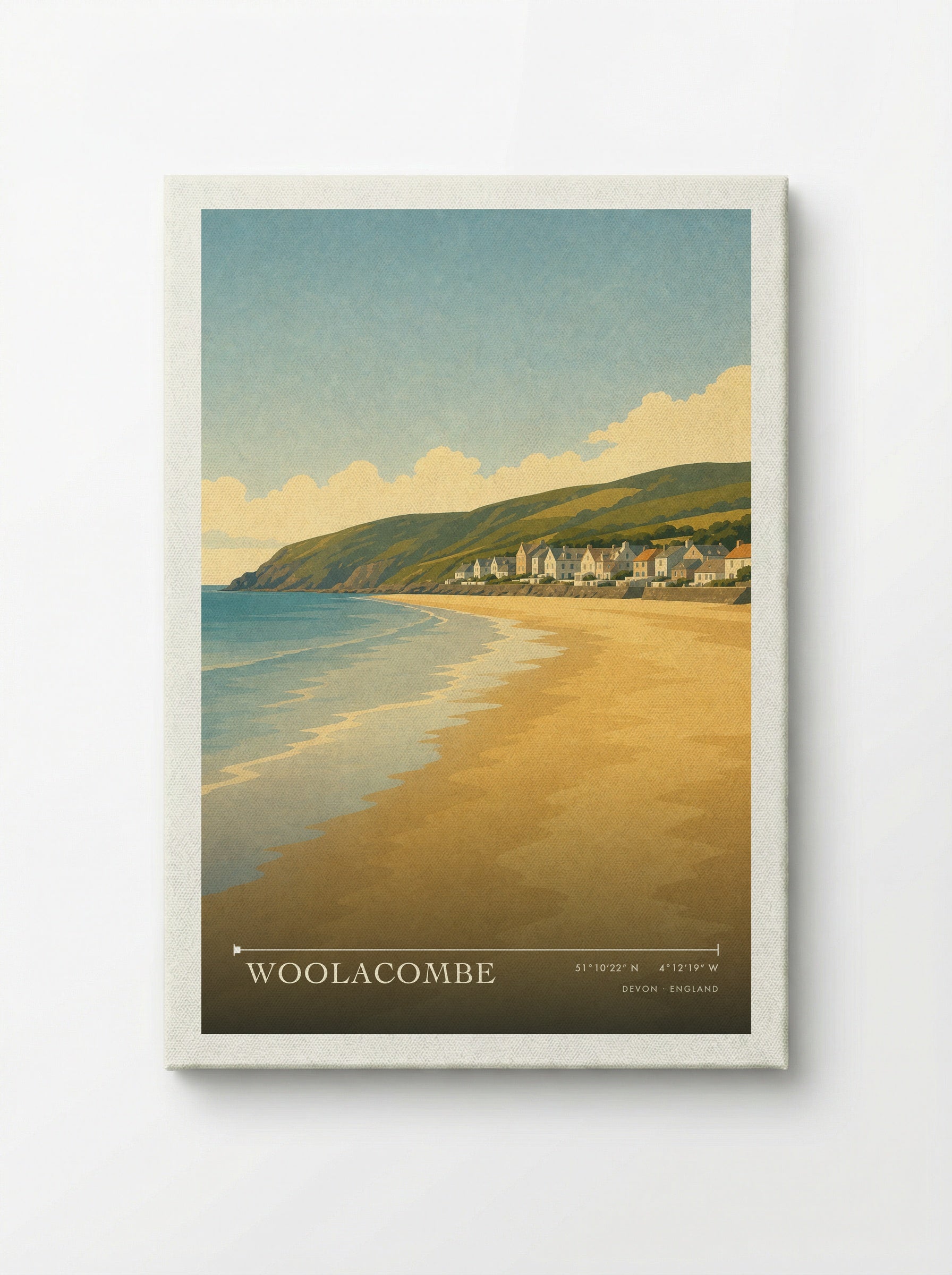 Woolacombe Devon Travel Poster - Canvas