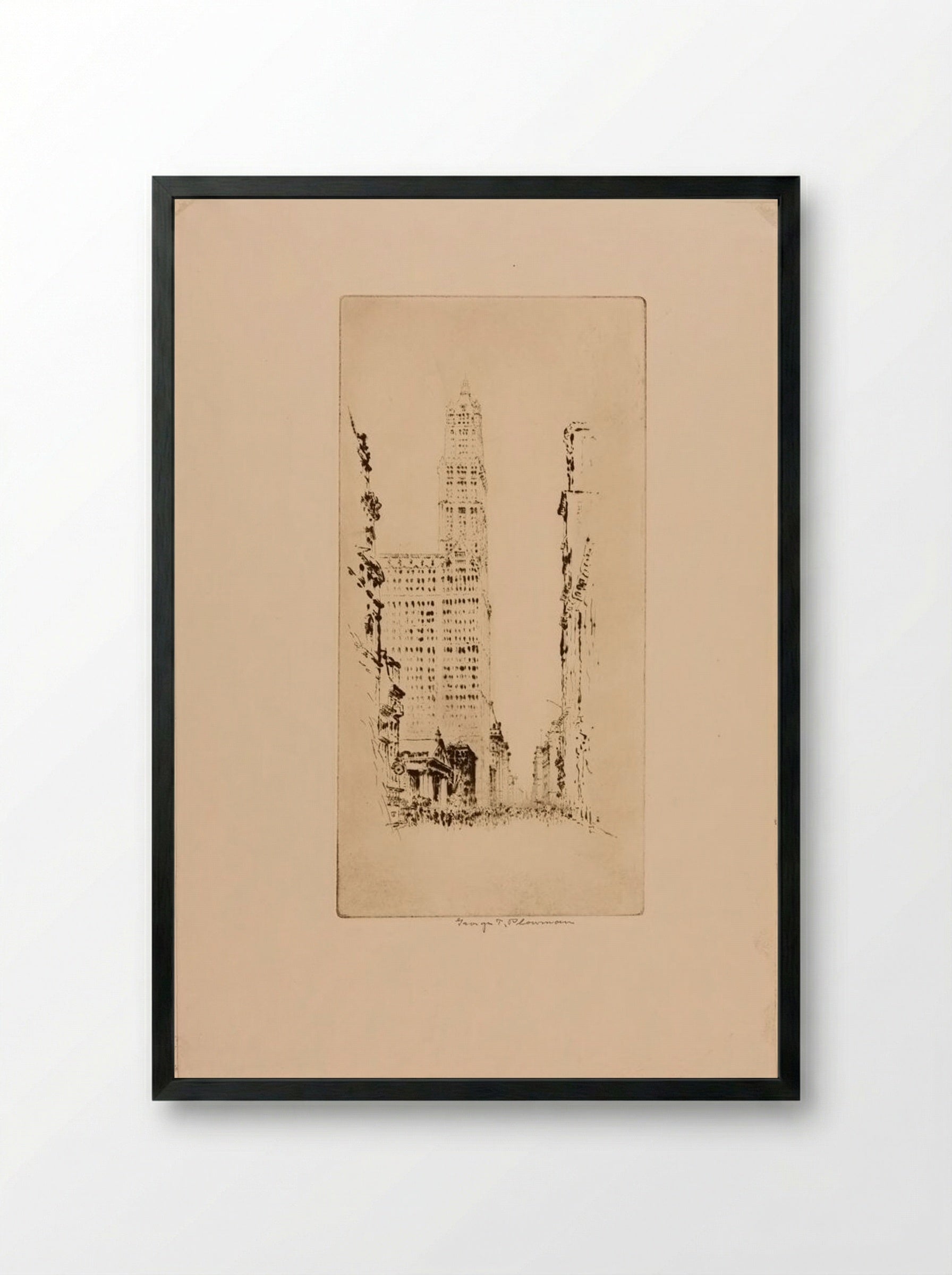 Woolworth Building - George Taylor Plowman - Framed Print Black