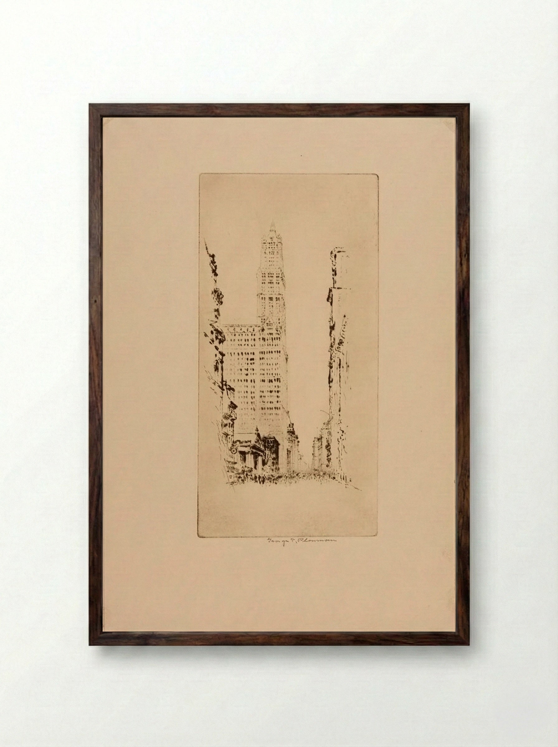 Woolworth Building - George Taylor Plowman - Framed Print Dark Wood