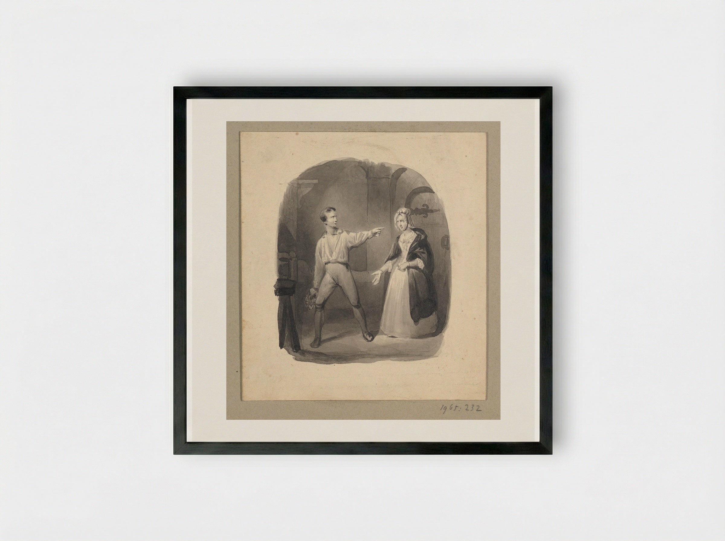 Woordenwisseling tussen een jonge man en zijn moeder - Johann Wilhelm Kaiser - Framed Print Black