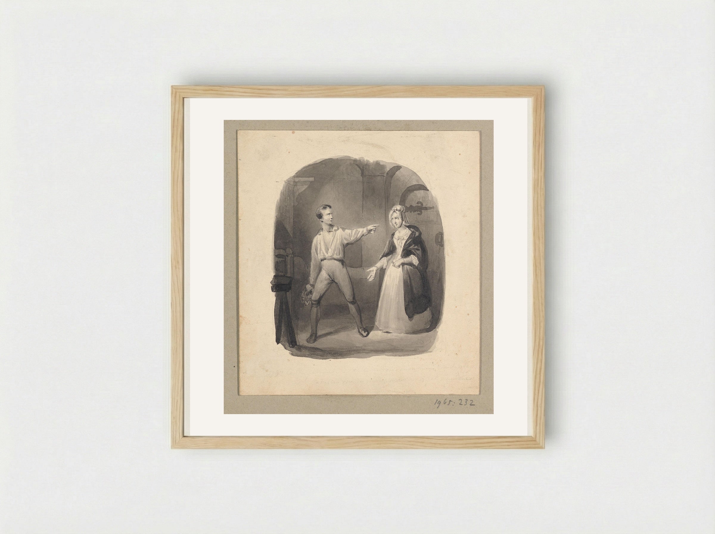 Woordenwisseling tussen een jonge man en zijn moeder - Johann Wilhelm Kaiser - Framed Print Wood