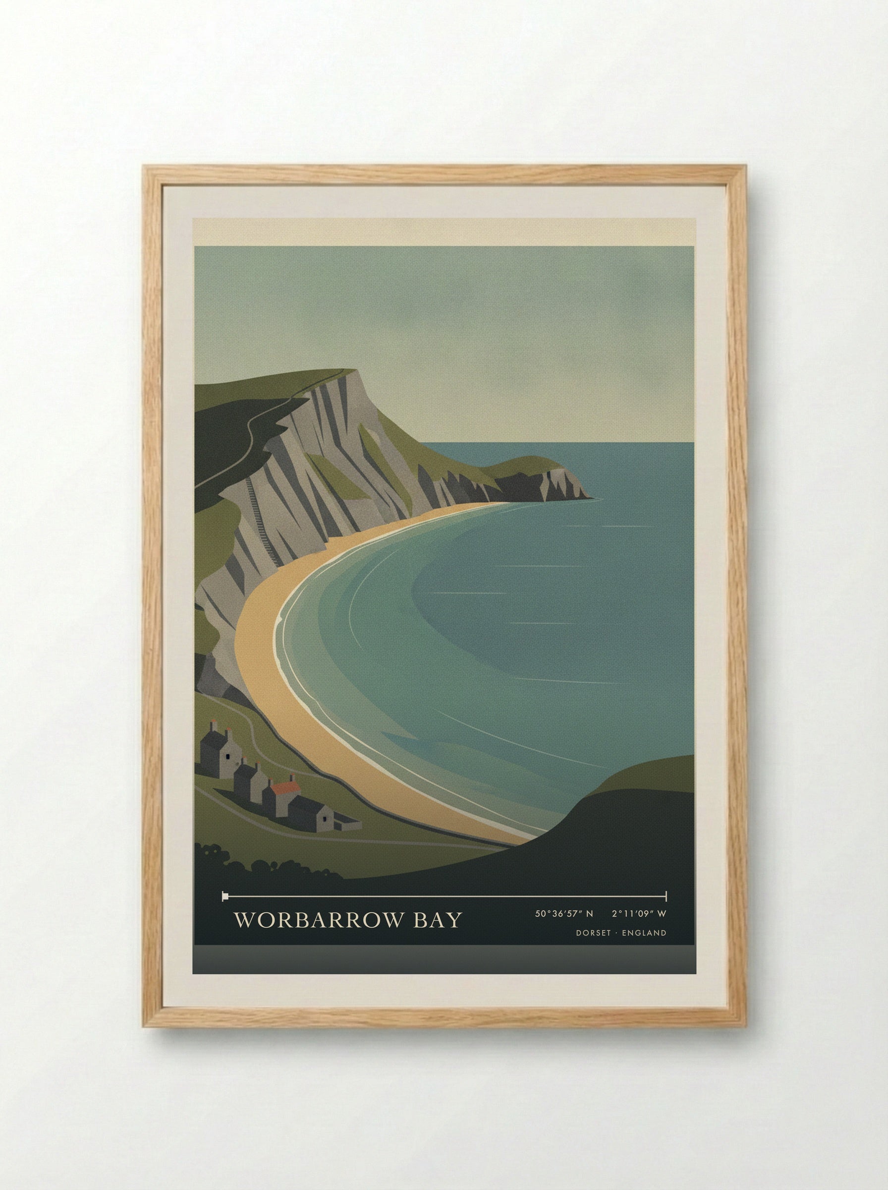 Worbarrow Bay Dorset England Travel Poster - Framed Print Wood