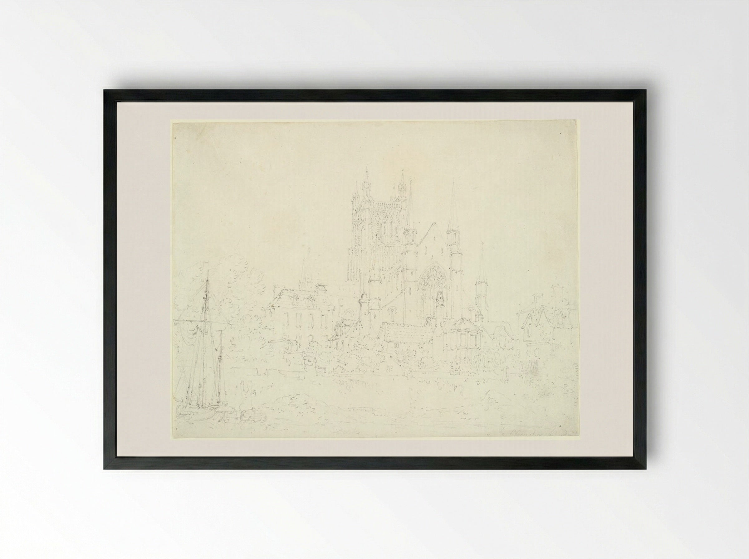 Worcester Cathedral - Joseph Mallord William Turner - Framed Print Black