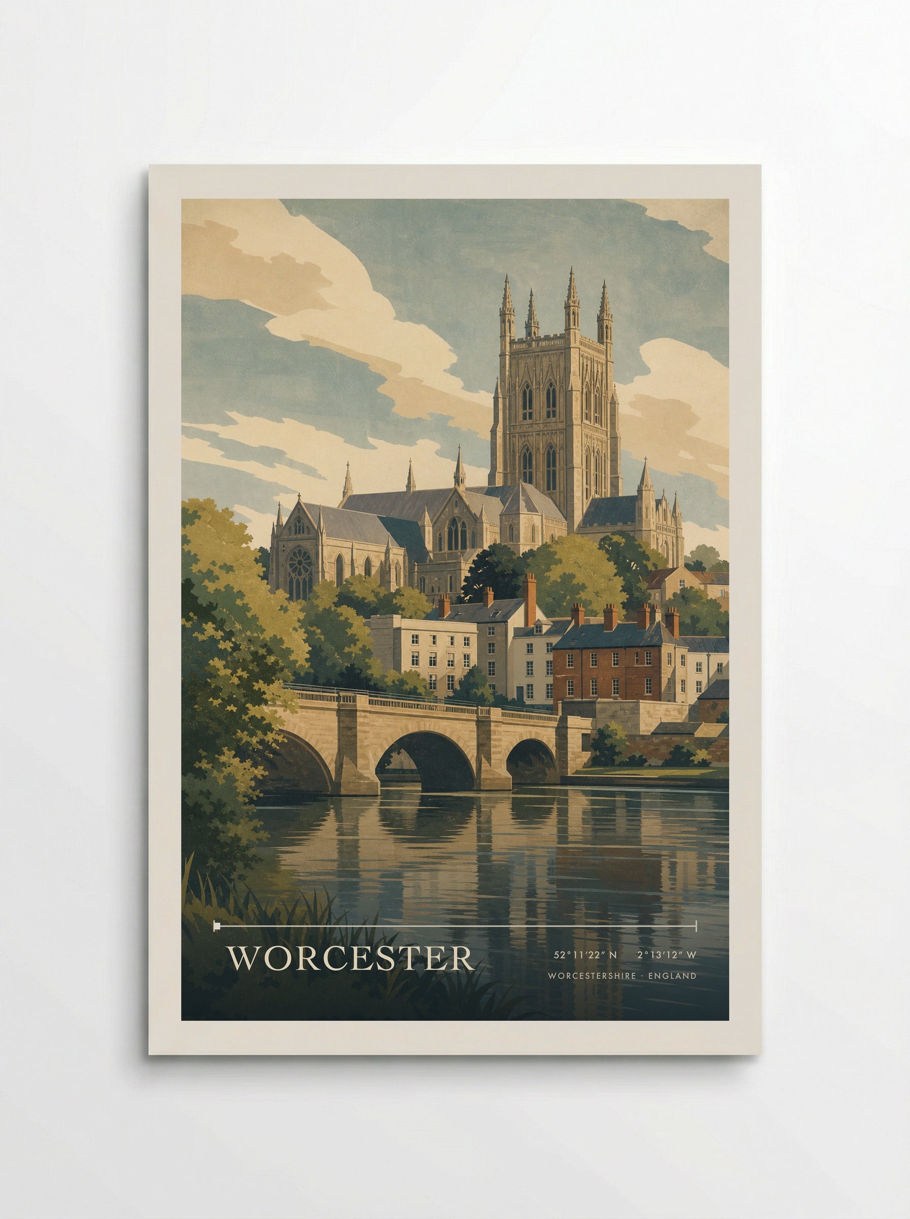 Worcester Worcestershire England Travel Poster - Poster