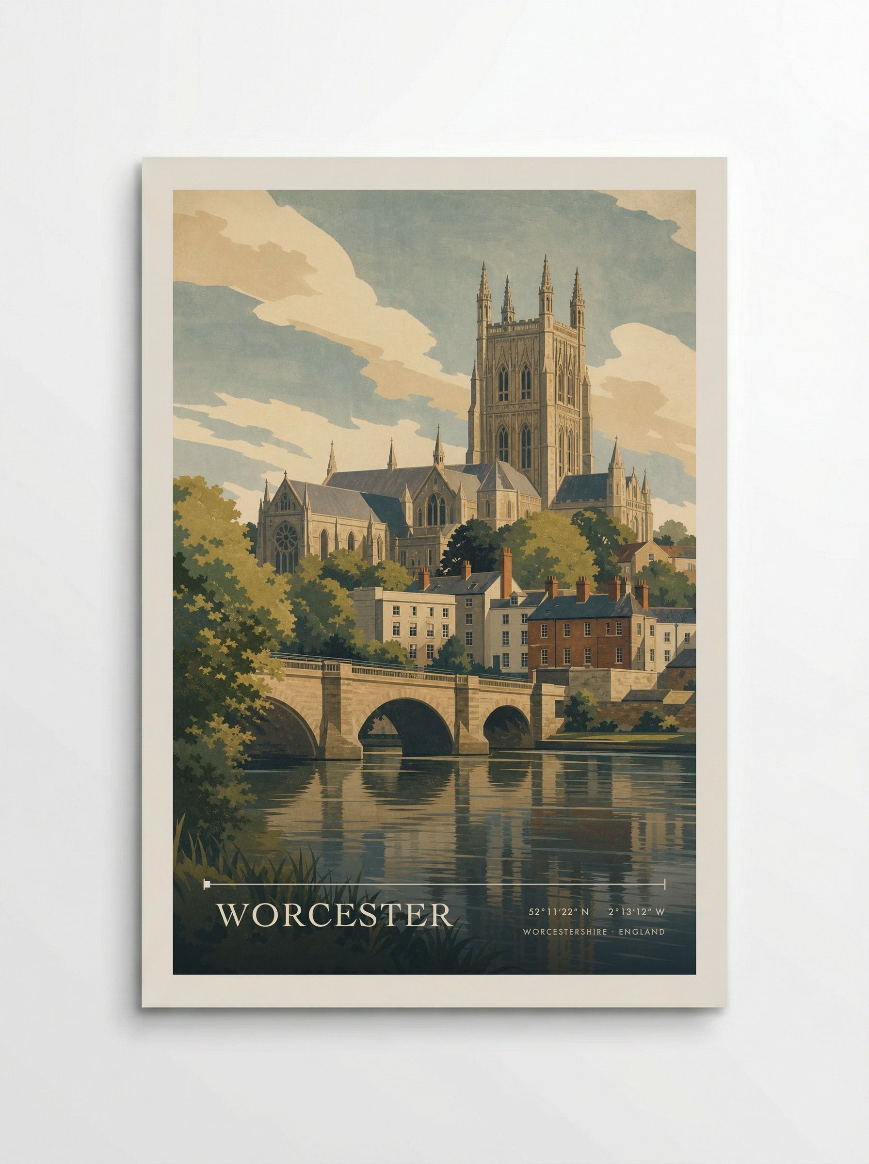 Worcester Worcestershire England Travel Poster - Poster