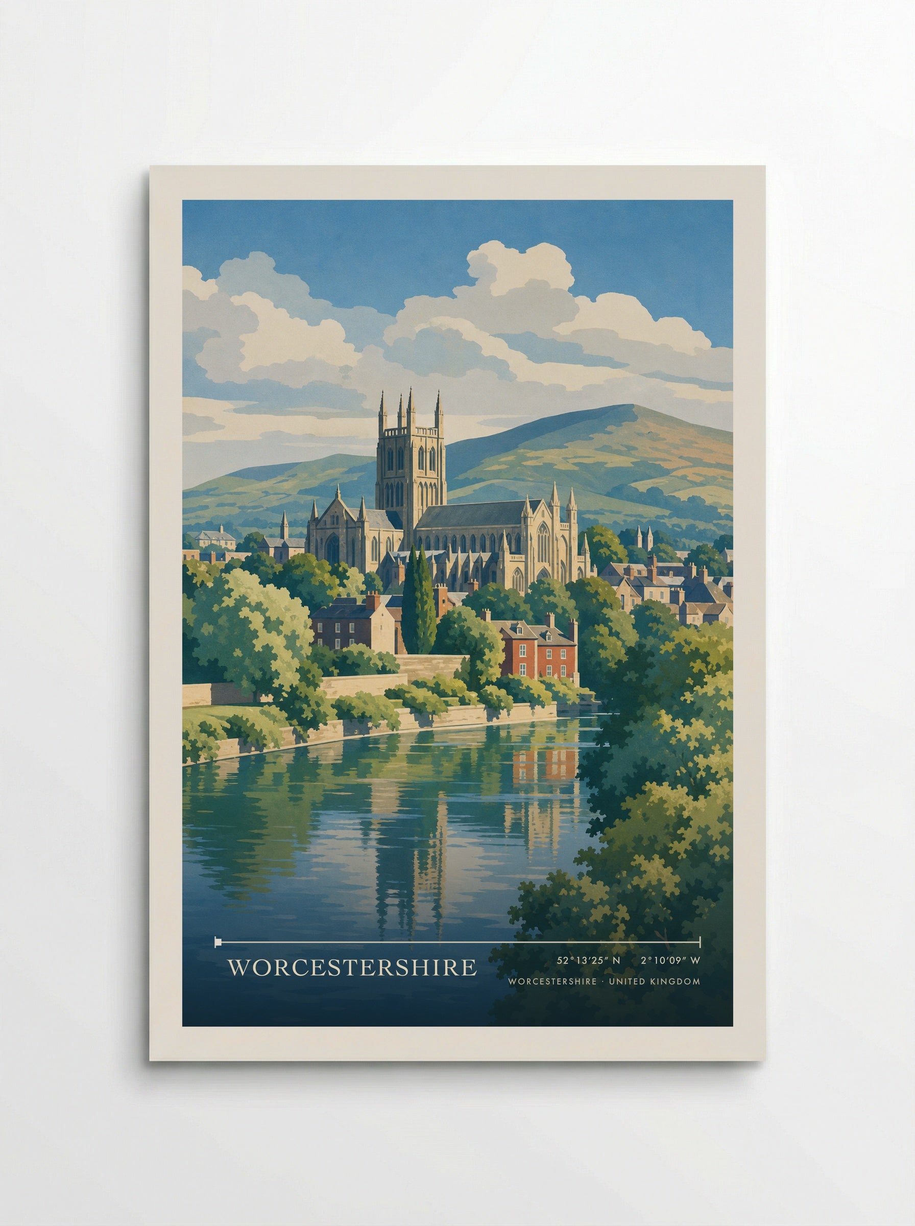 Worcestershire United Kingdom Travel Poster - Poster