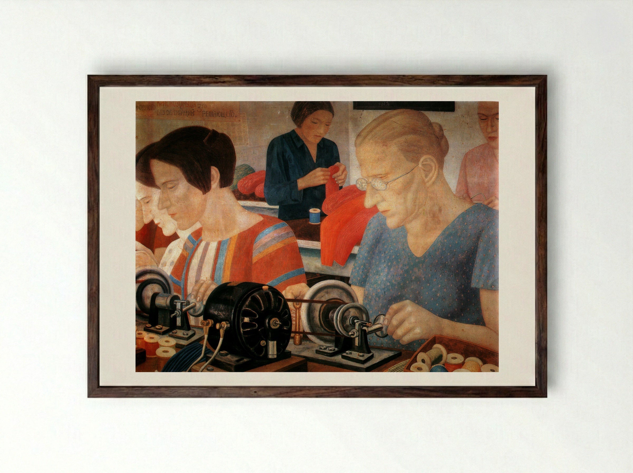 Workers - Pavel Filonov - Framed Print Dark Wood