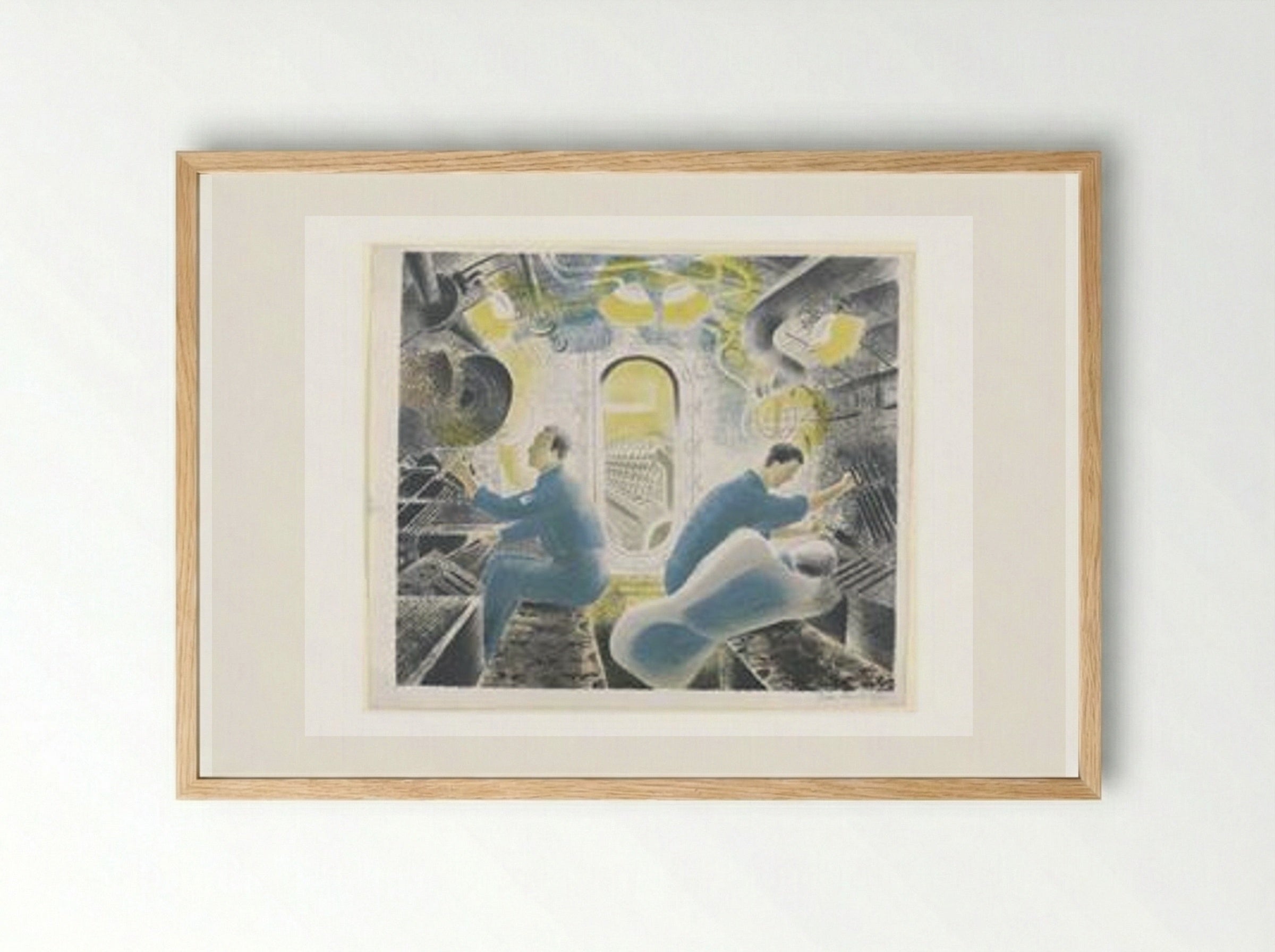 Working Submarine Controls Submerged - Eric Ravilious - Framed Print Wood