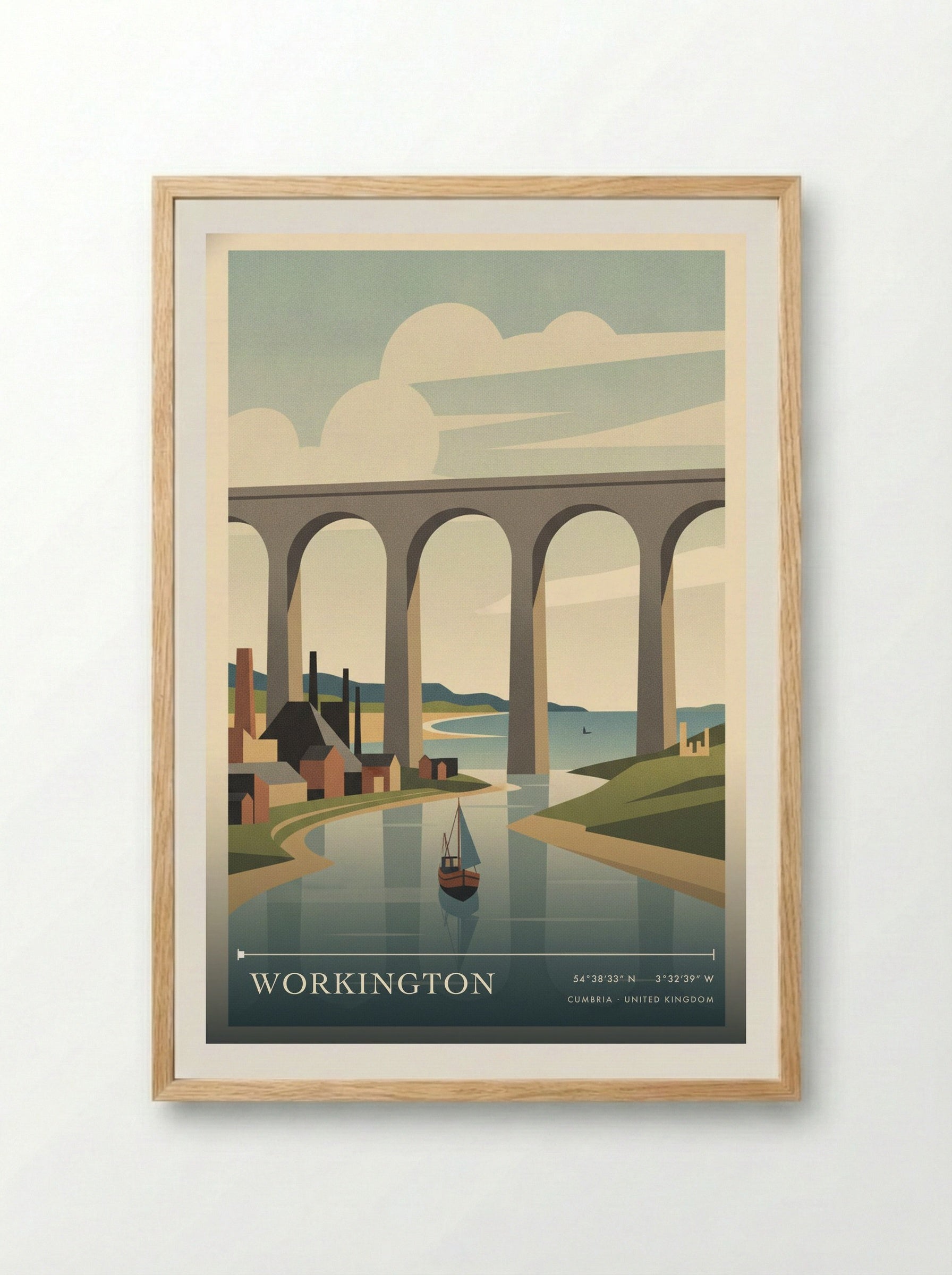 Workington Cumbria United Kingdom Travel Poster - Framed Print Wood