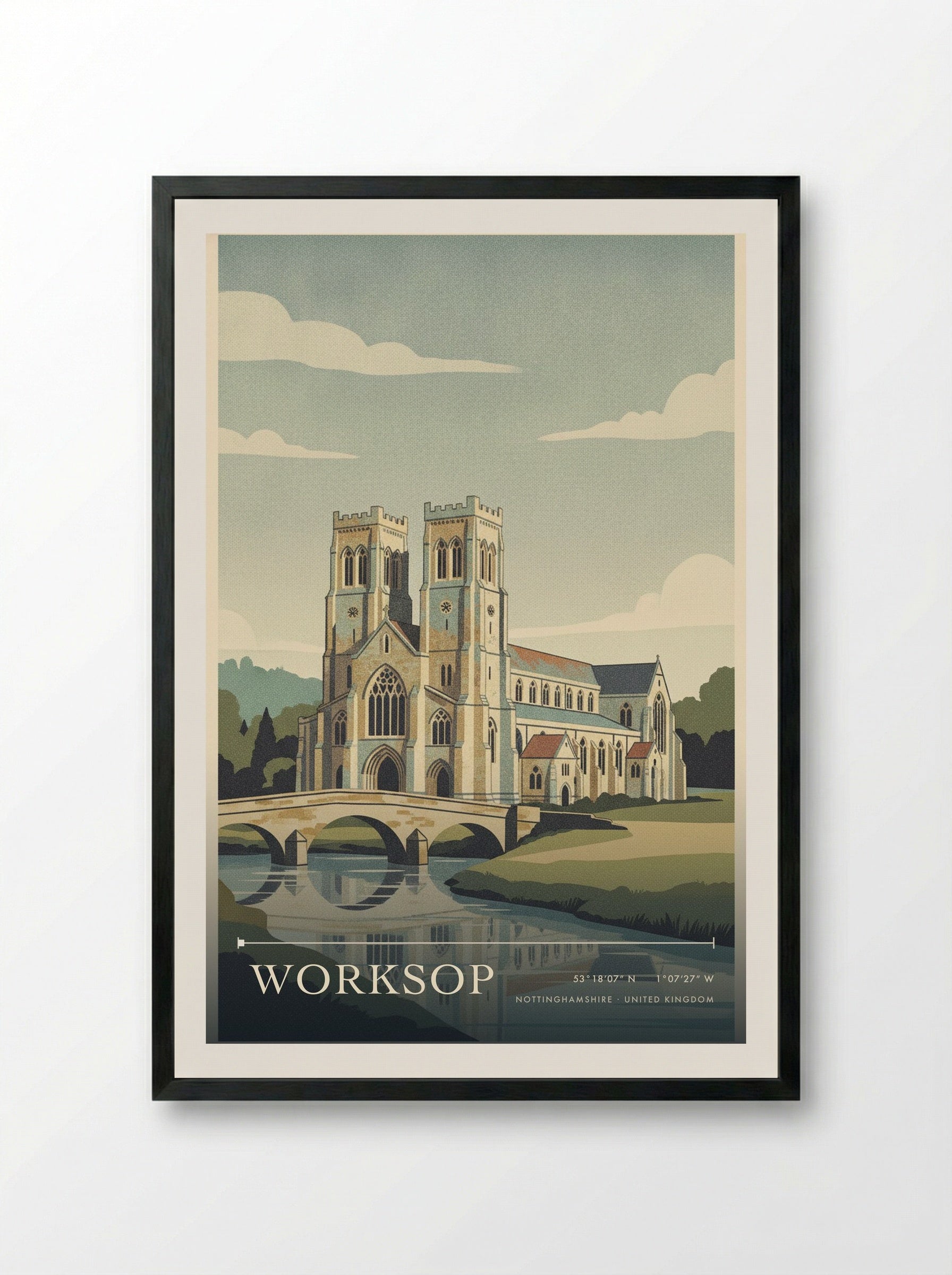 Worksop Nottinghamshire United Kingdom Travel Poster - Framed Print Black