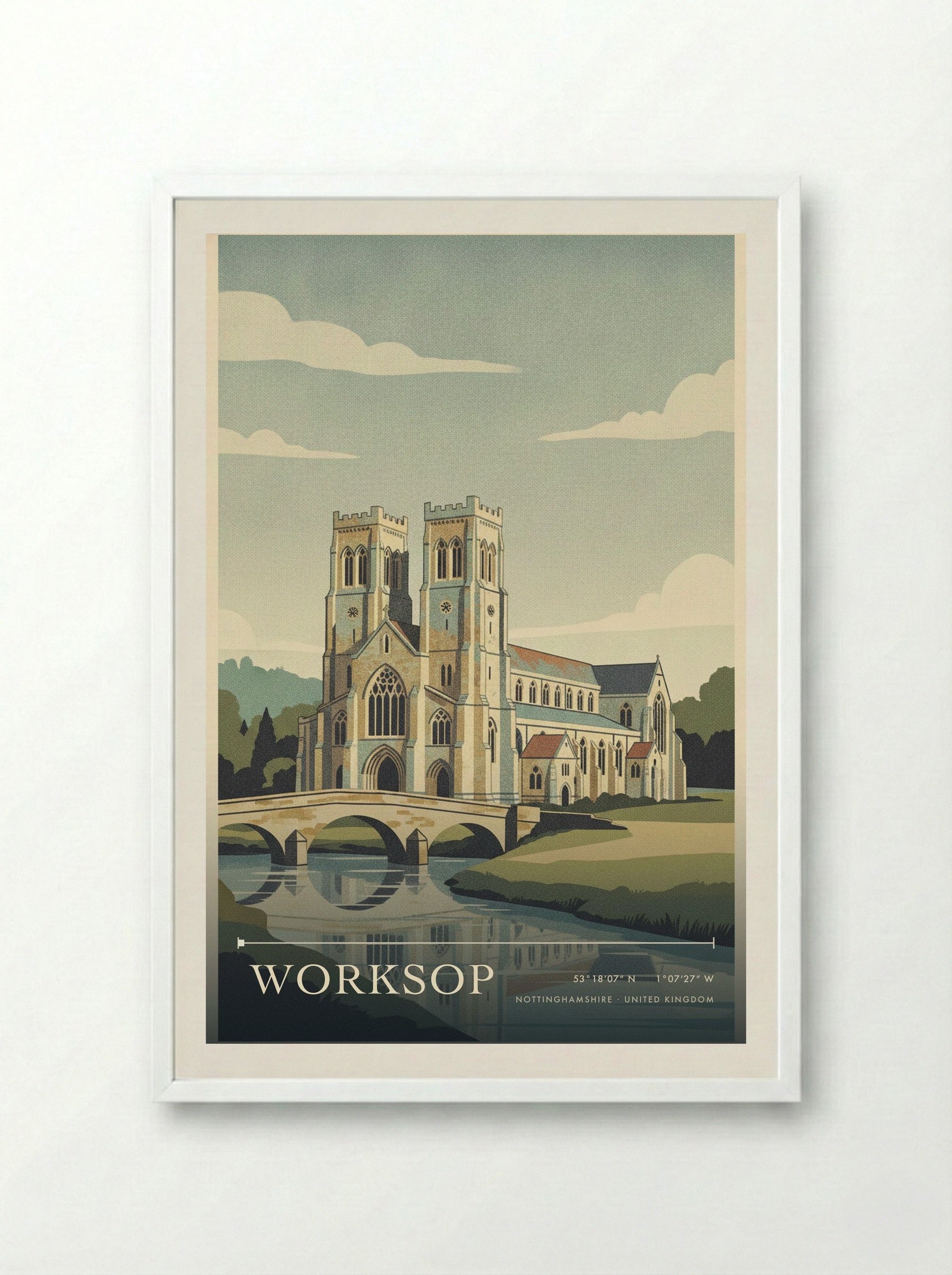 Worksop Nottinghamshire United Kingdom Travel Poster - Framed Print White