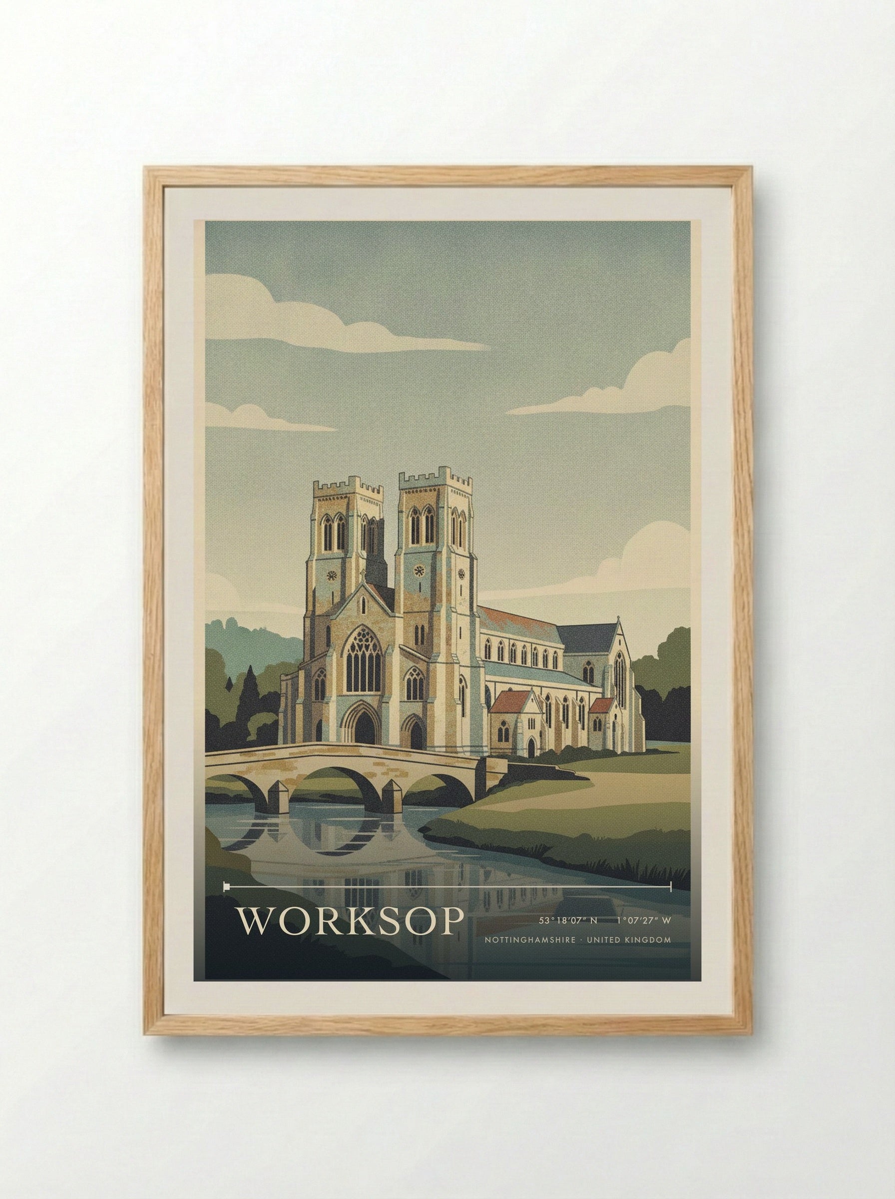 Worksop Nottinghamshire United Kingdom Travel Poster - Framed Print Wood