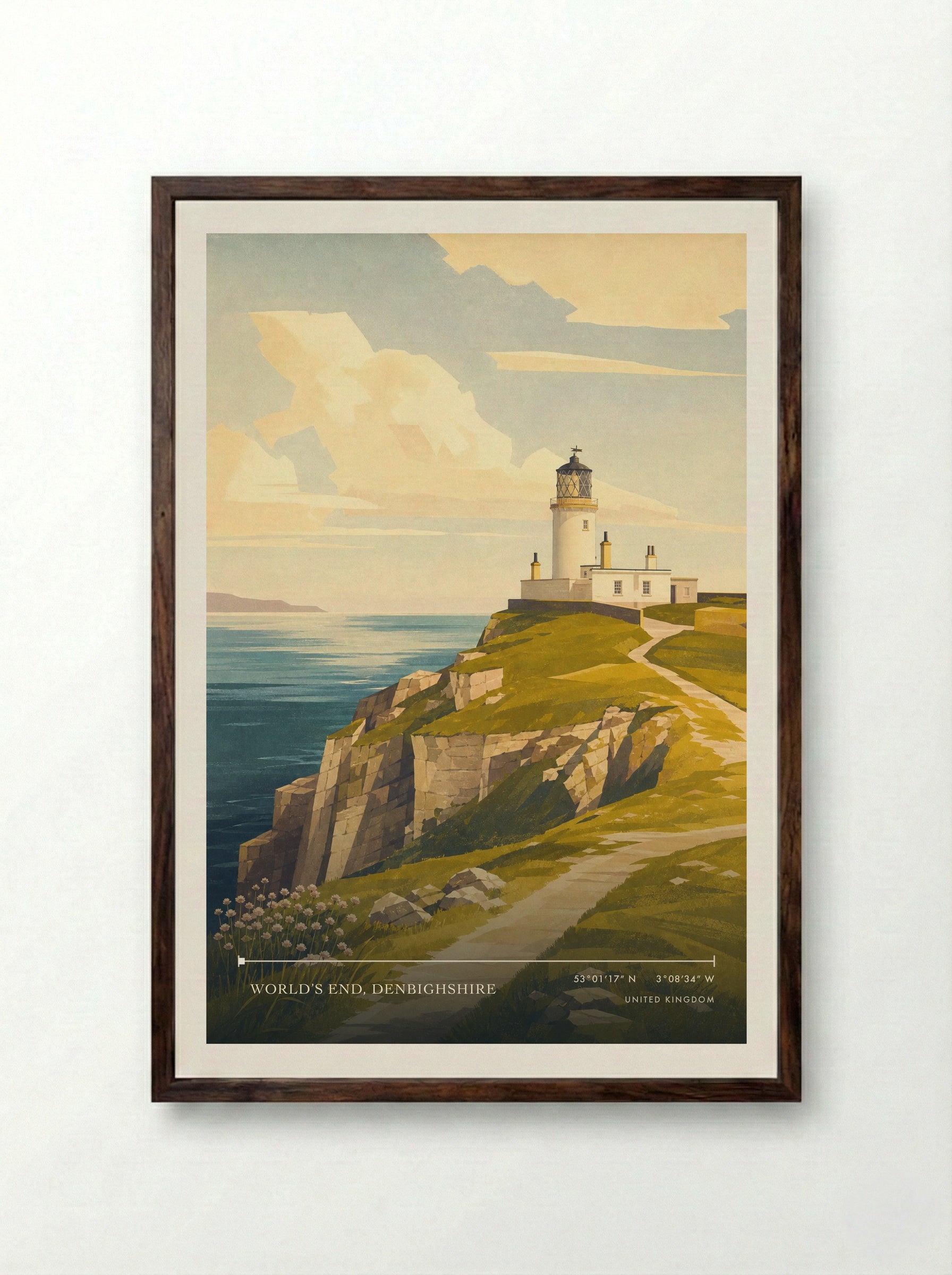 World’s End, Denbighshire United Kingdom Travel Poster - Framed Print Dark Wood