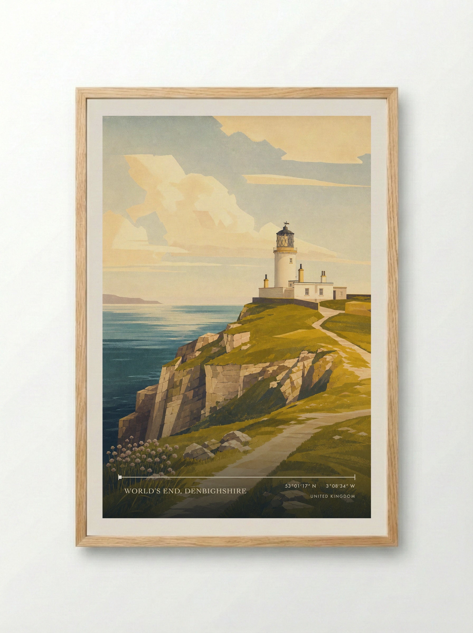 World’s End, Denbighshire United Kingdom Travel Poster - Framed Print Wood
