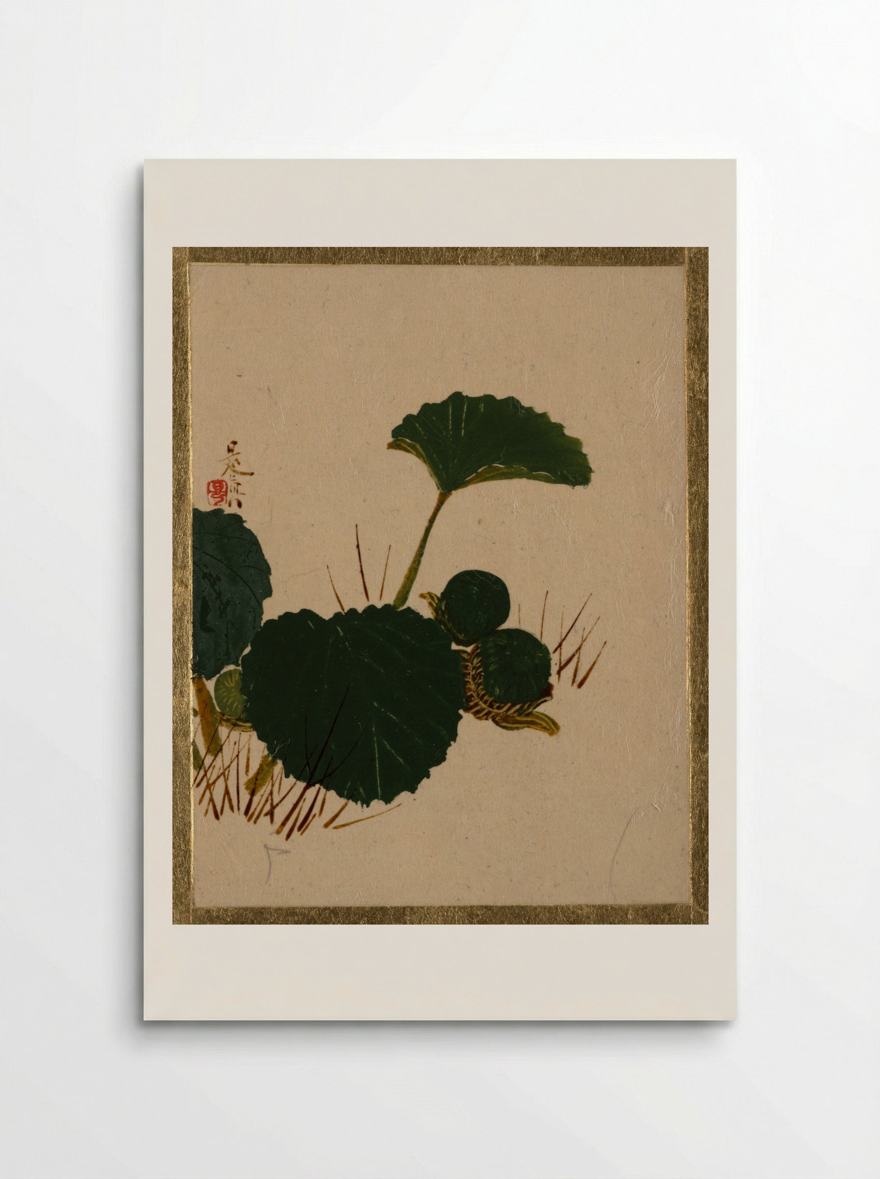 Worm on Green Leaved Plant - Shibata Zeshin - Poster