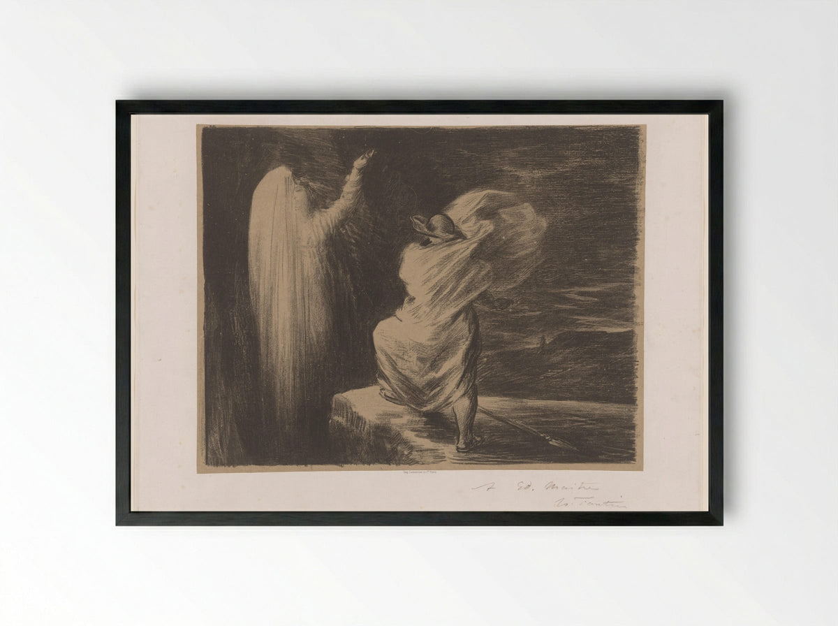 Wotan roept de aardgodin Erda op - Henri Fantin-Latour - Framed Print Black