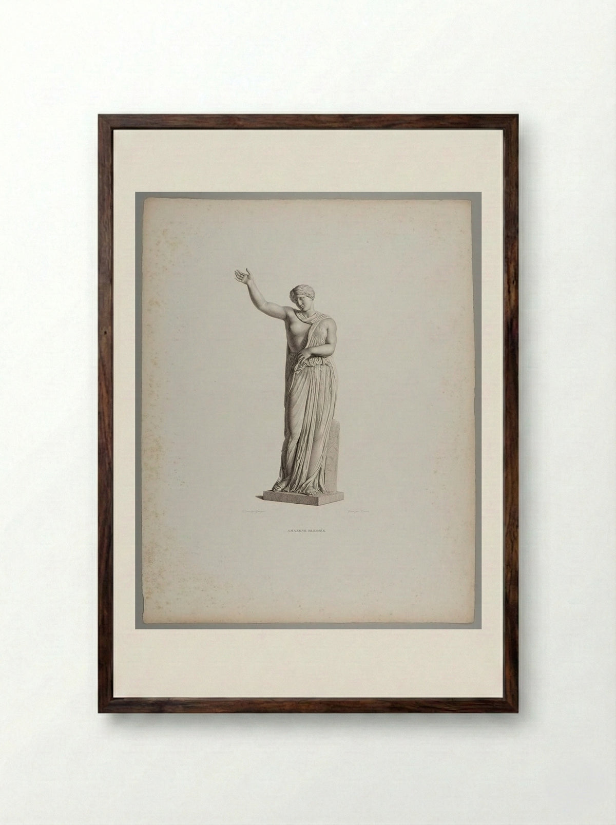 Wounded Amazon, after the Antique - Adolphe Alexandre Joseph Caron - Framed Print Dark Wood