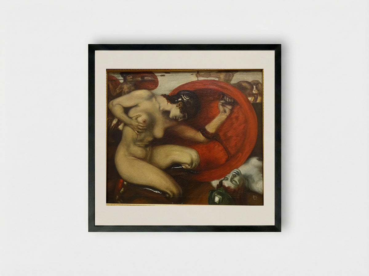 Wounded Amazon - Franz von Stuck - Framed Print Black