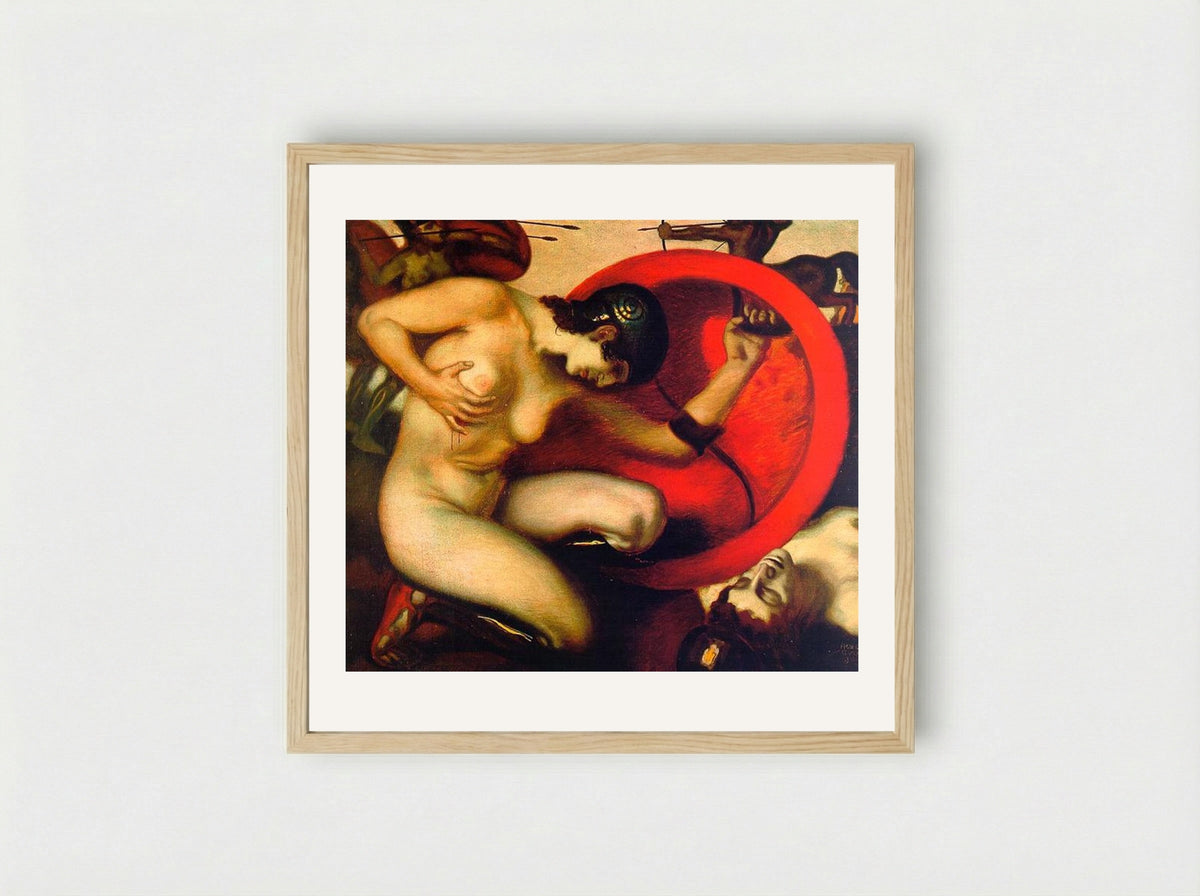 Wounded Amazon - Franz von Stuck - Framed Print Wood