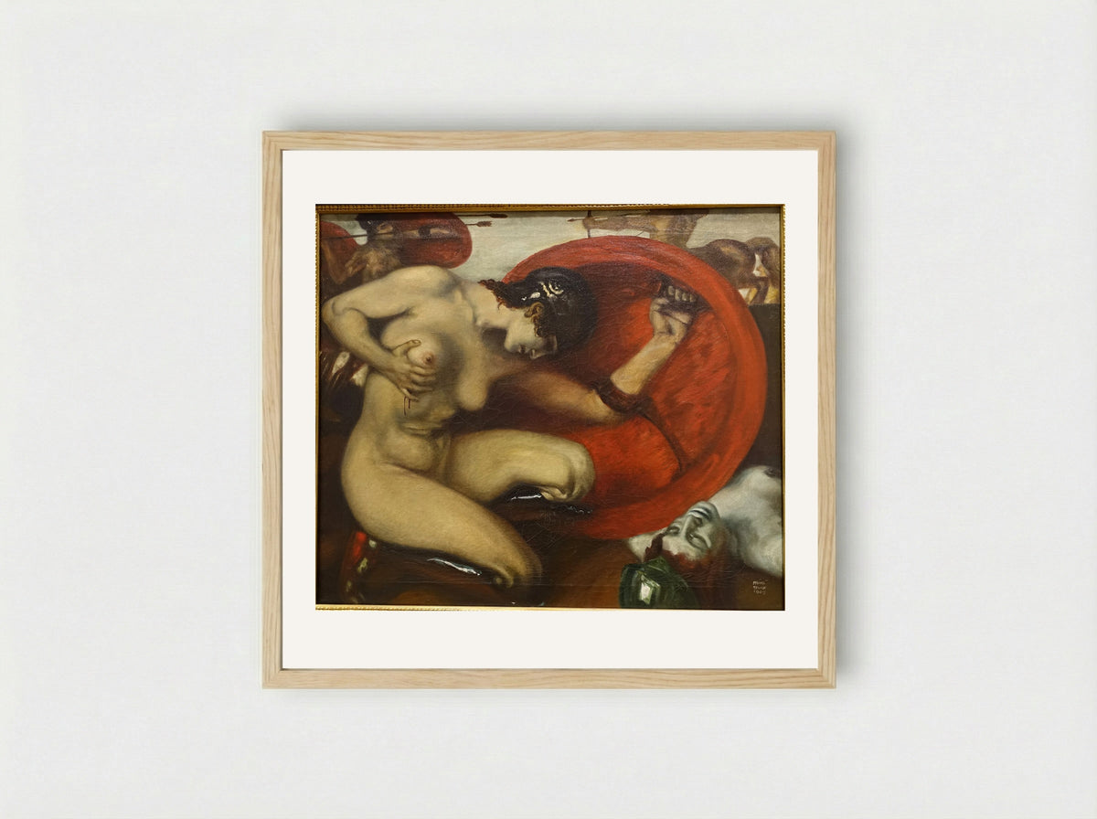 Wounded Amazon - Franz von Stuck - Framed Print Wood