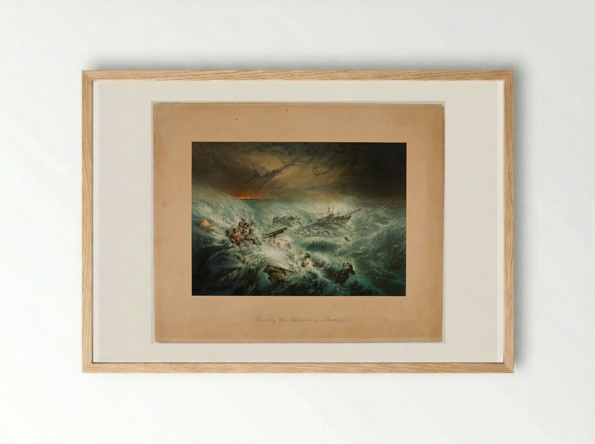 Wreck of the Reliance near Boulogne - George Baxter - Framed Print Wood