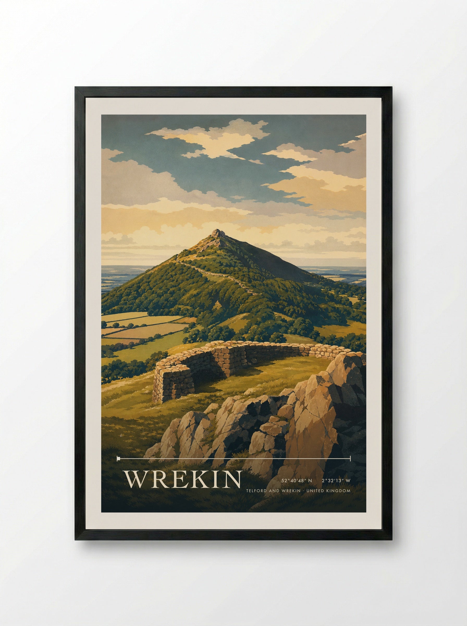 Wrekin Telford and Wrekin United Kingdom Travel Poster - Framed Print Black