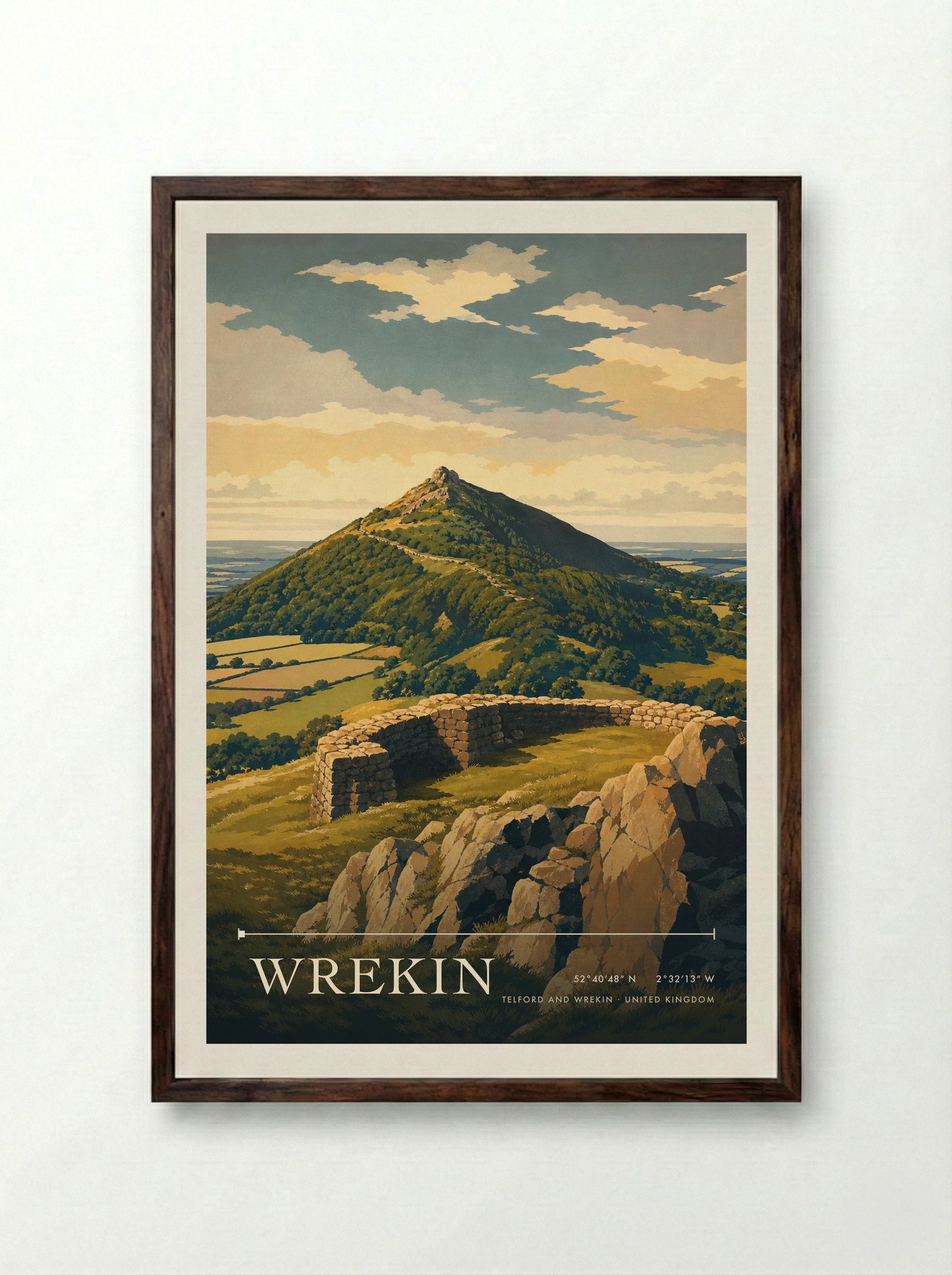 Wrekin Telford and Wrekin United Kingdom Travel Poster - Framed Print Dark Wood