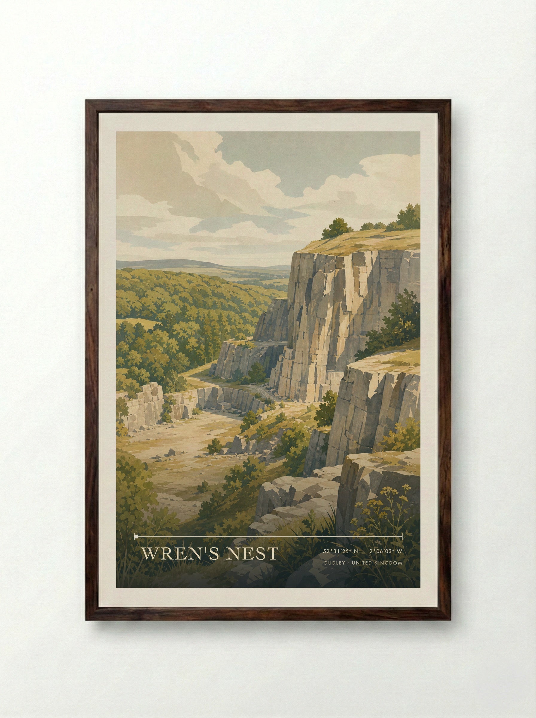 Wren's Nest Dudley United Kingdom Travel Poster - Framed Print Dark Wood