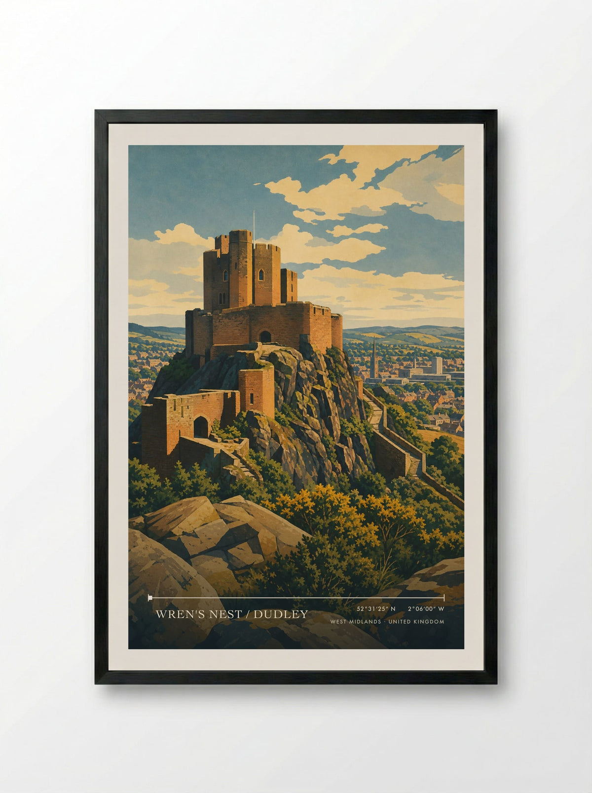 Wren's Nest / Dudley West Midlands United Kingdom Travel Poster - Framed Print Black