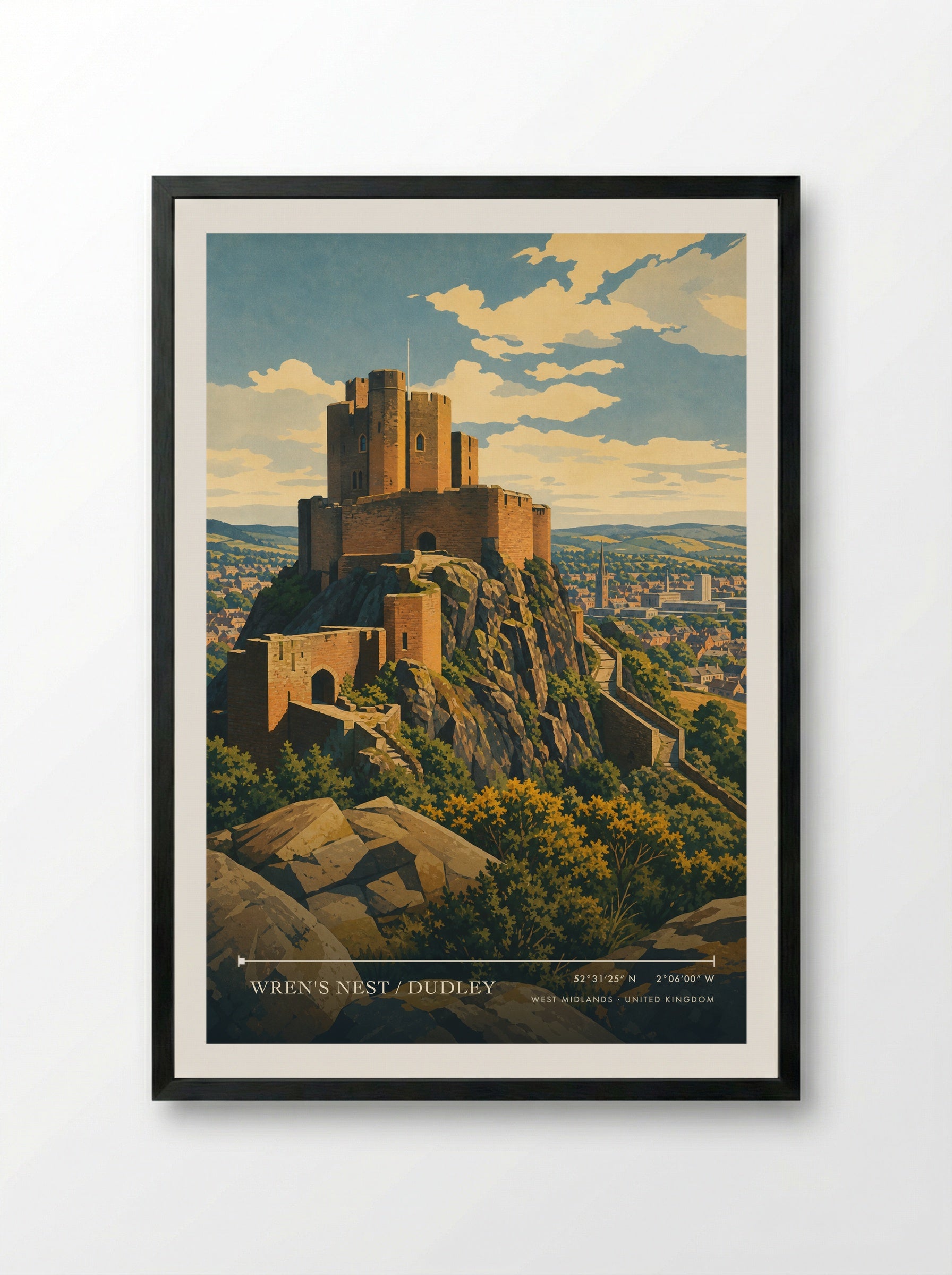 Wren's Nest / Dudley West Midlands United Kingdom Travel Poster - Framed Print Black