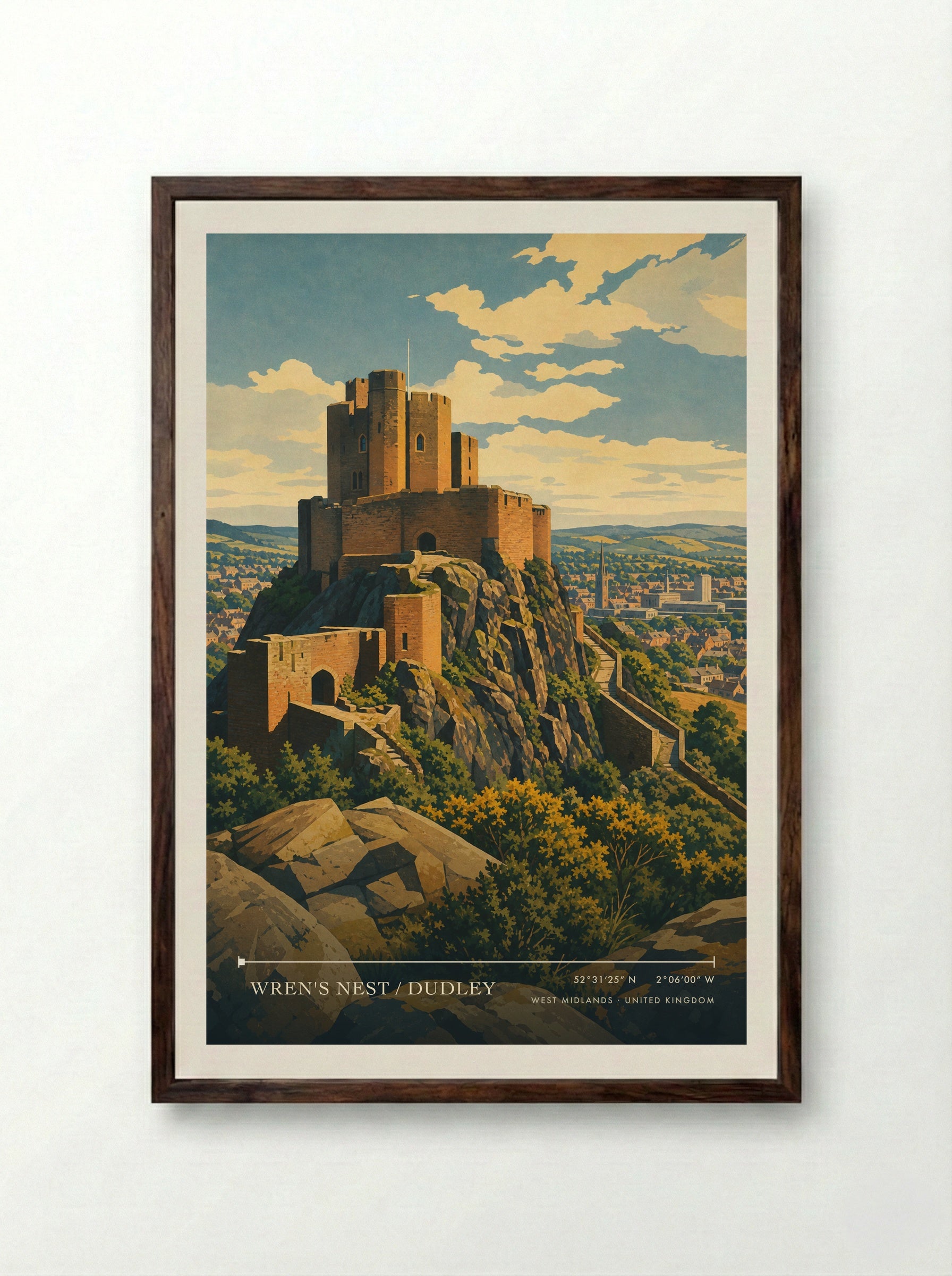 Wren's Nest / Dudley West Midlands United Kingdom Travel Poster - Framed Print Dark Wood