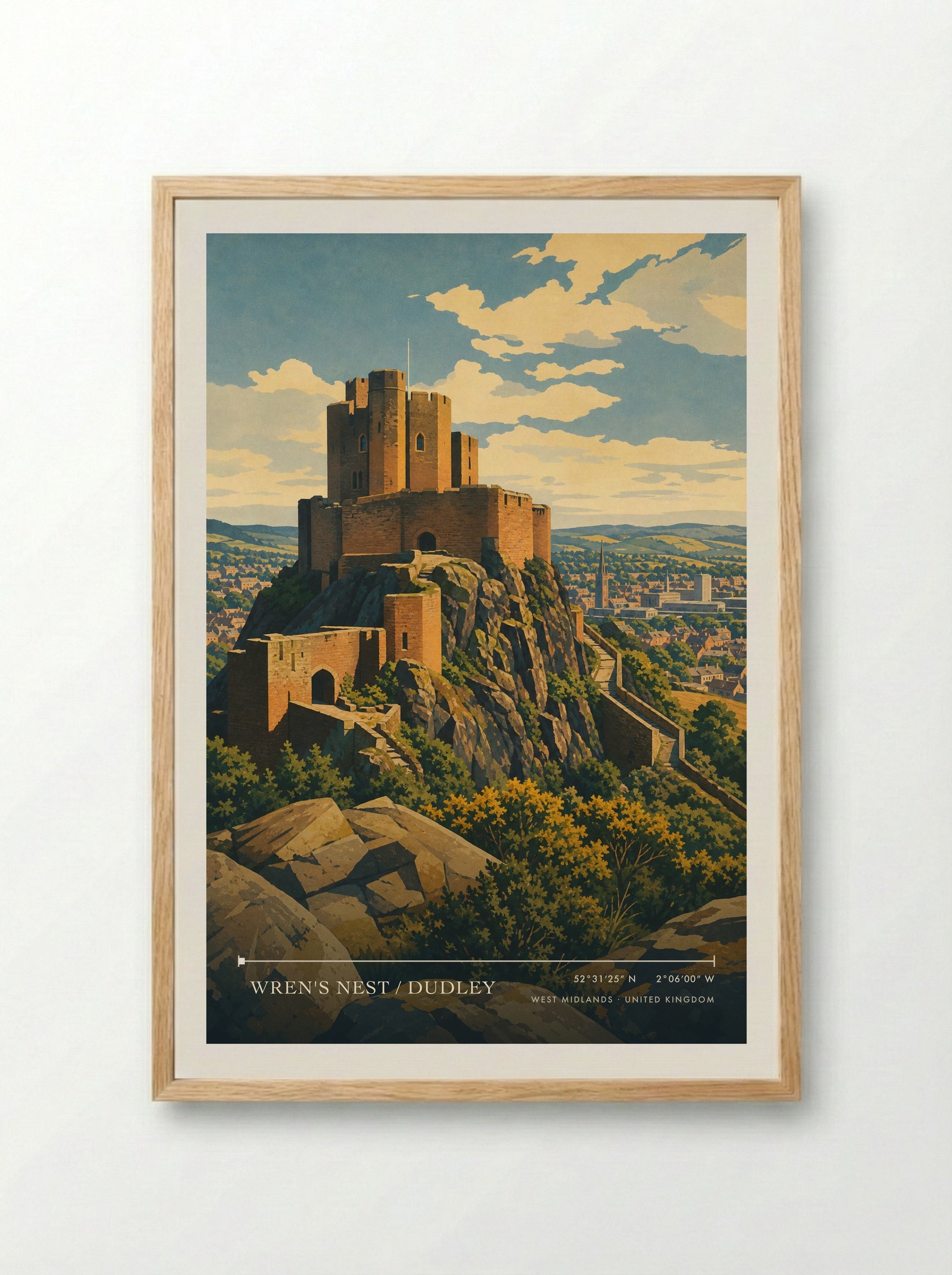 Wren's Nest / Dudley West Midlands United Kingdom Travel Poster - Framed Print Wood