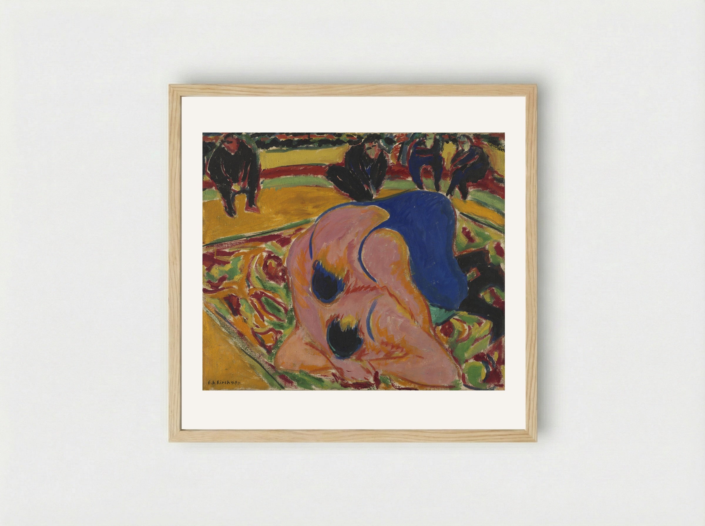Wrestlers in a Circus - Ernst Ludwig Kirchner - Framed Print Wood