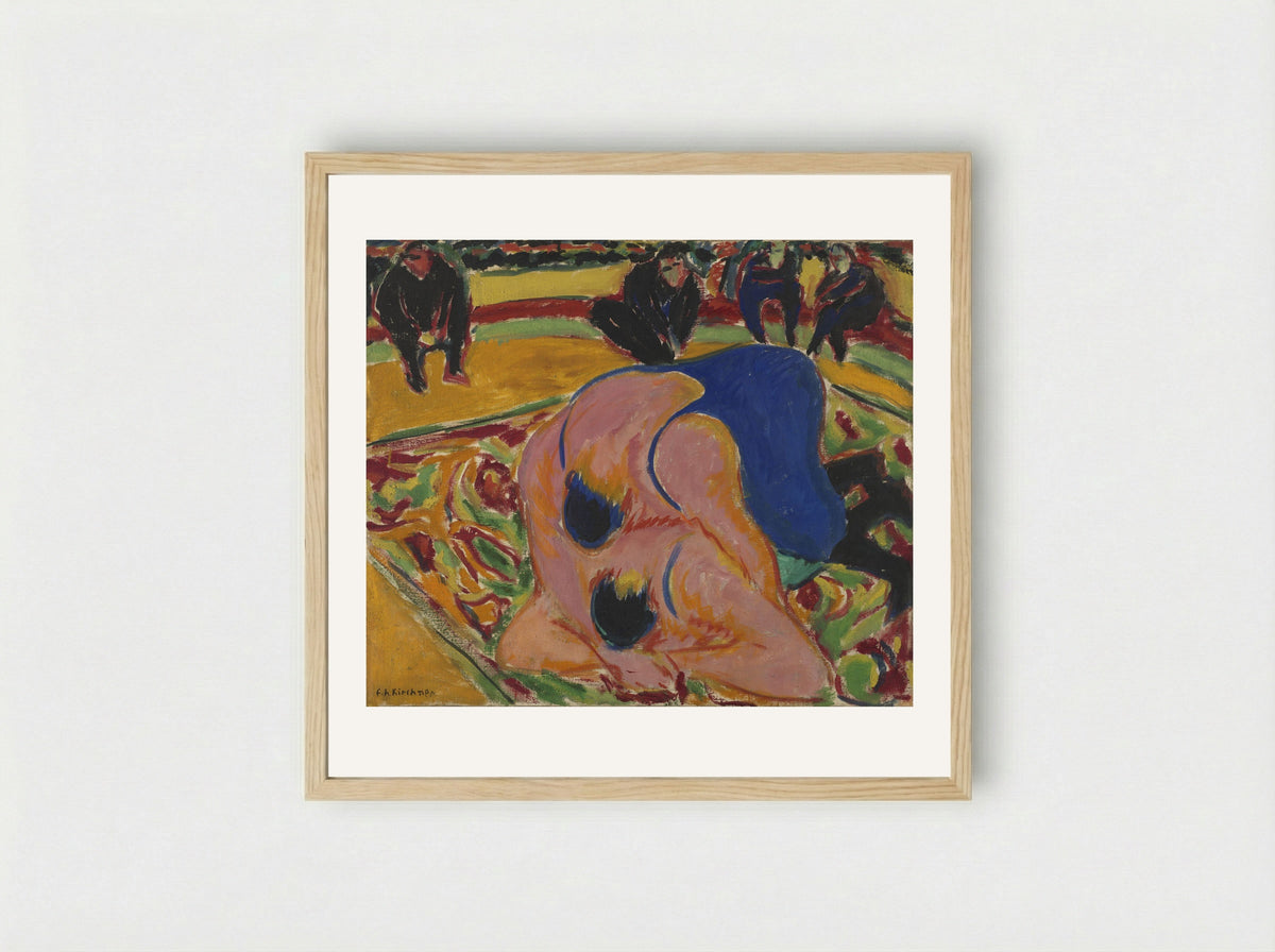 Wrestlers in a Circus - Ernst Ludwig Kirchner - Framed Print Wood