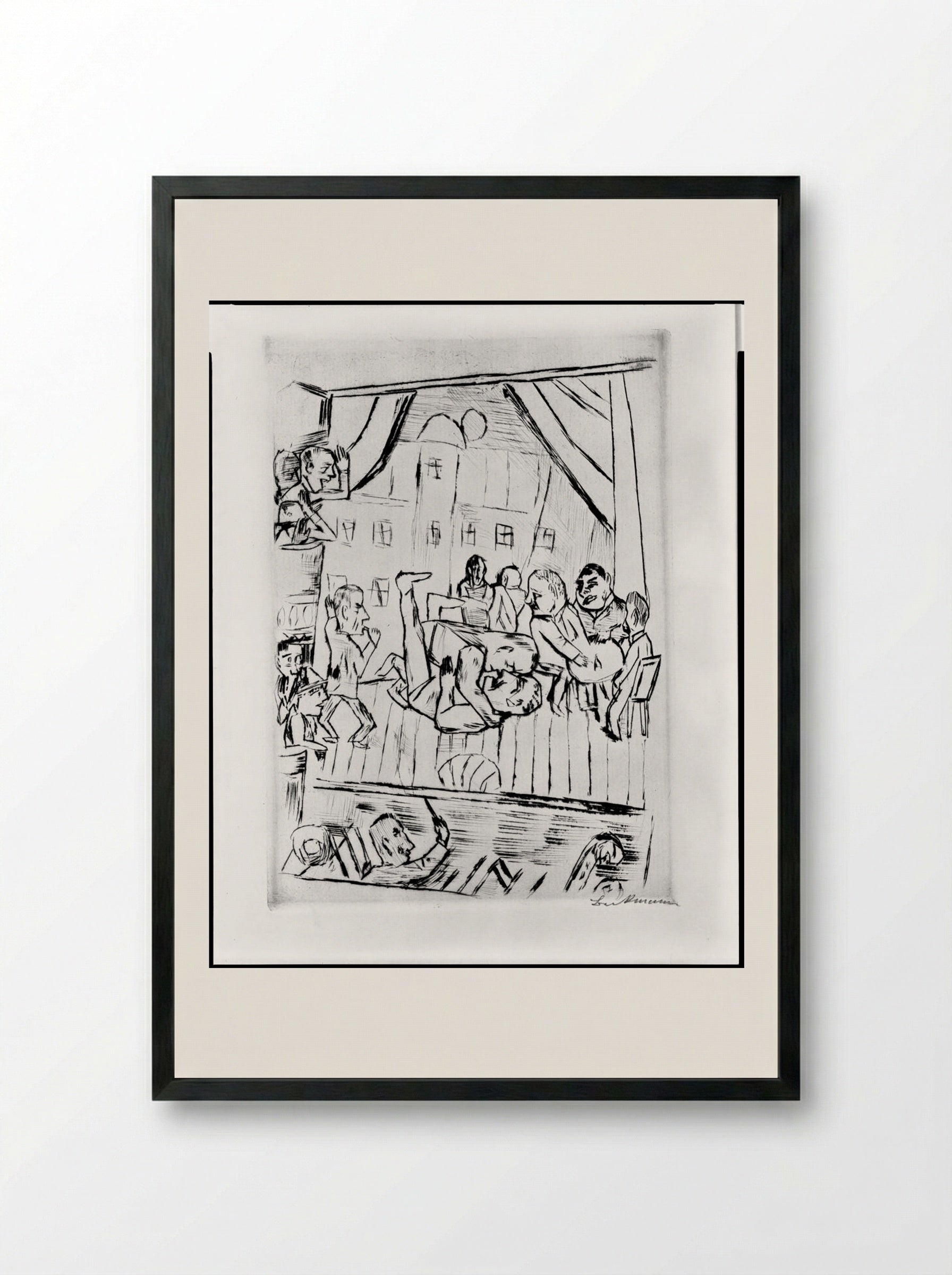 Wrestlers - Max Beckmann - Framed Print Black