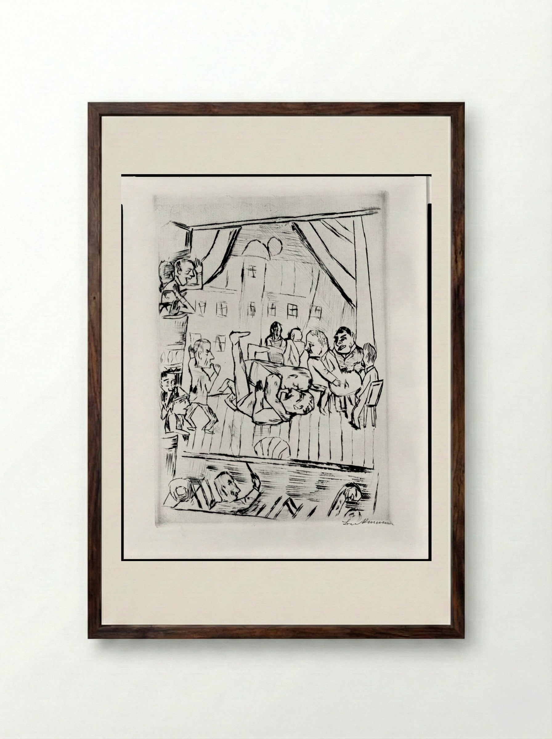 Wrestlers - Max Beckmann - Framed Print Dark Wood