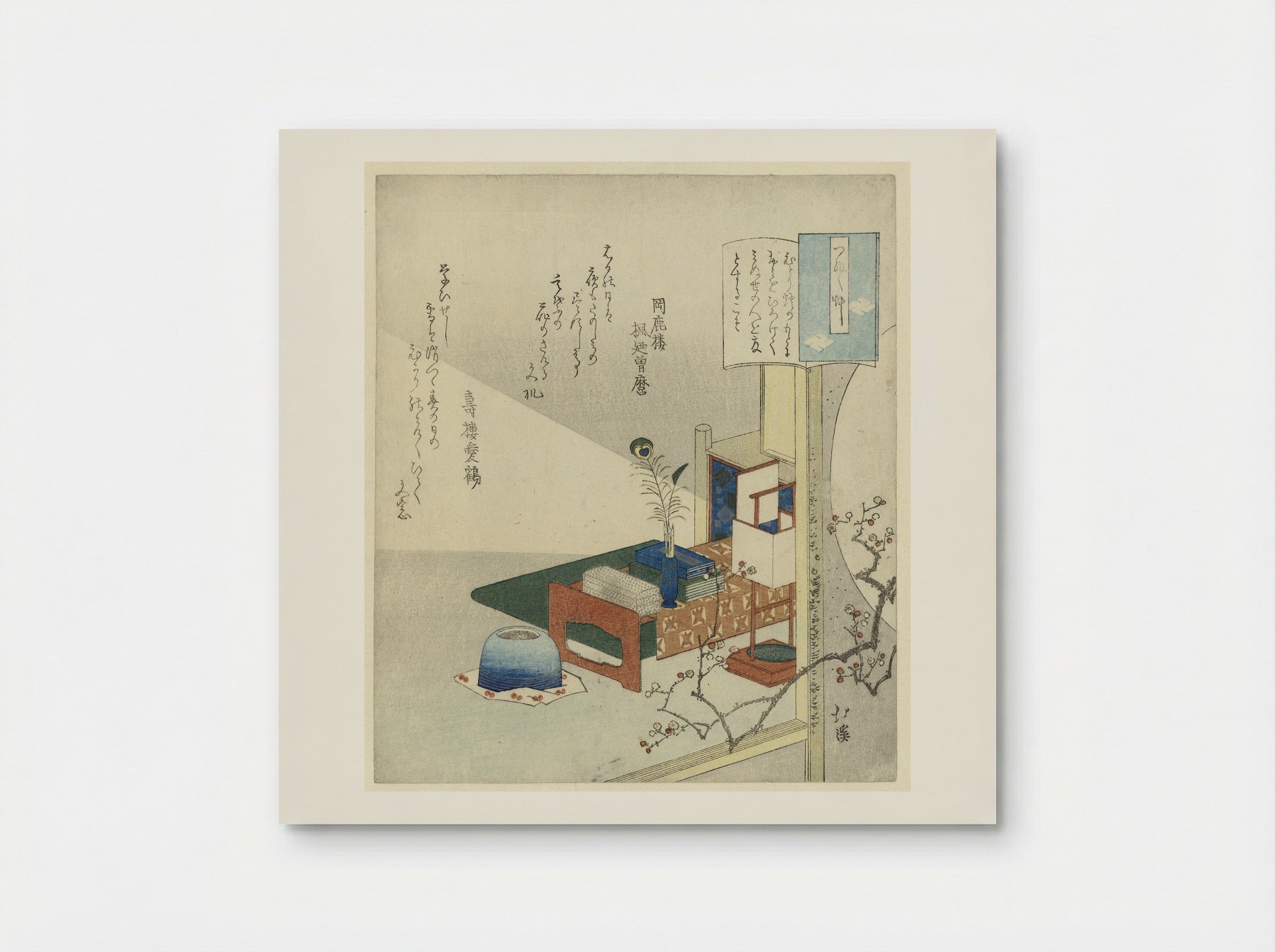 Writing Table by the Light of a Lantern - Totoya Hokkei - Poster