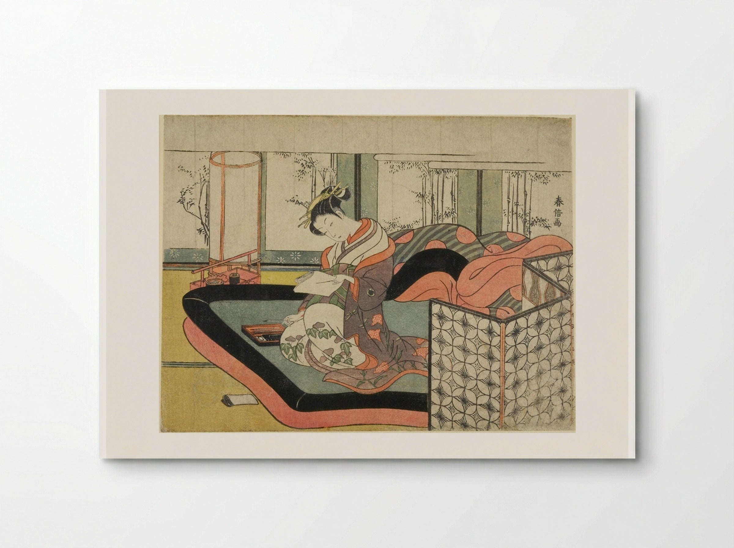 Writing a Love Letter in Bed - Suzuki Harunobu - Poster
